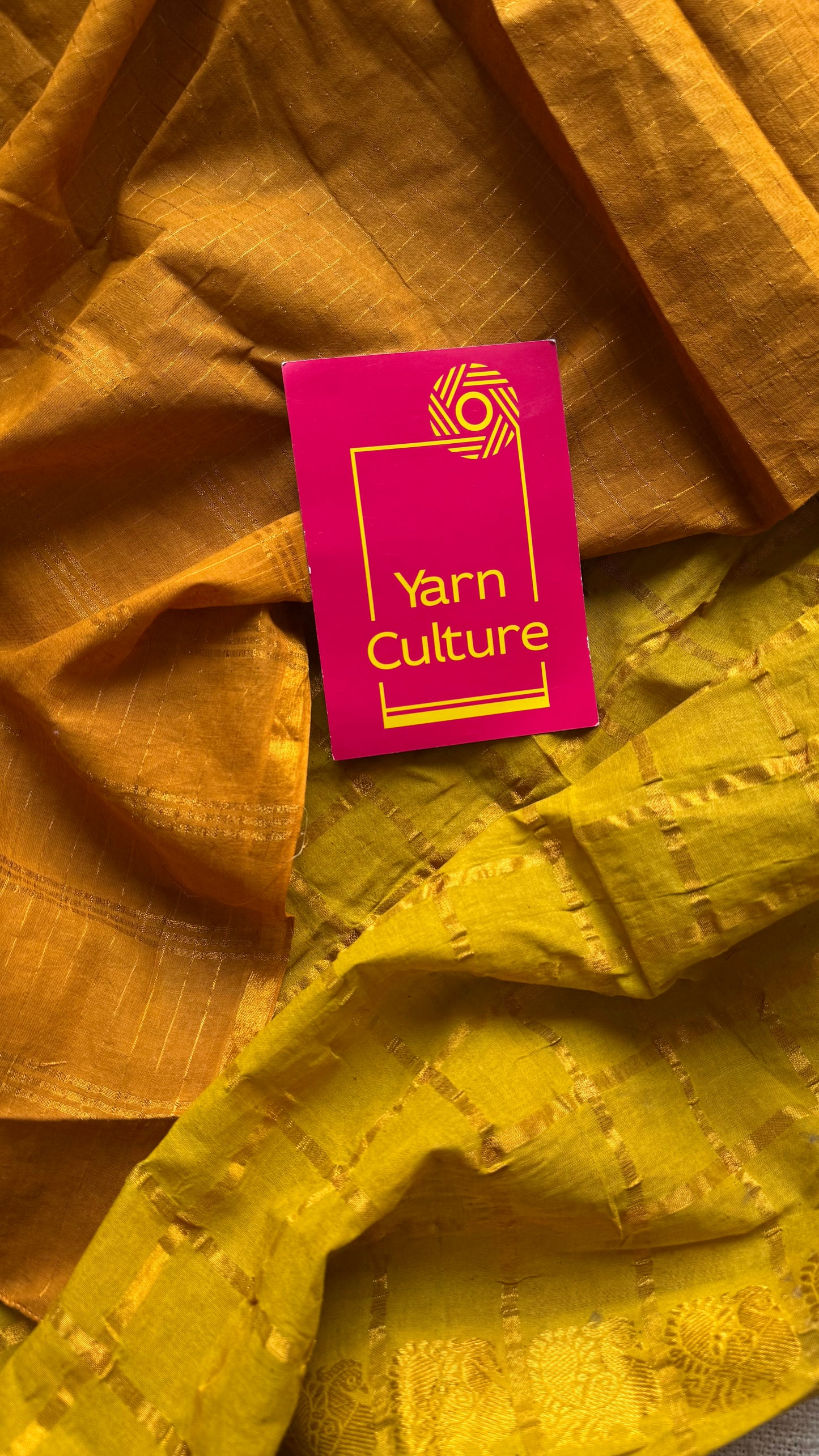 Turmeric yellow with light green, sungudi cotton half-half saree - YCCOTNMSFE368