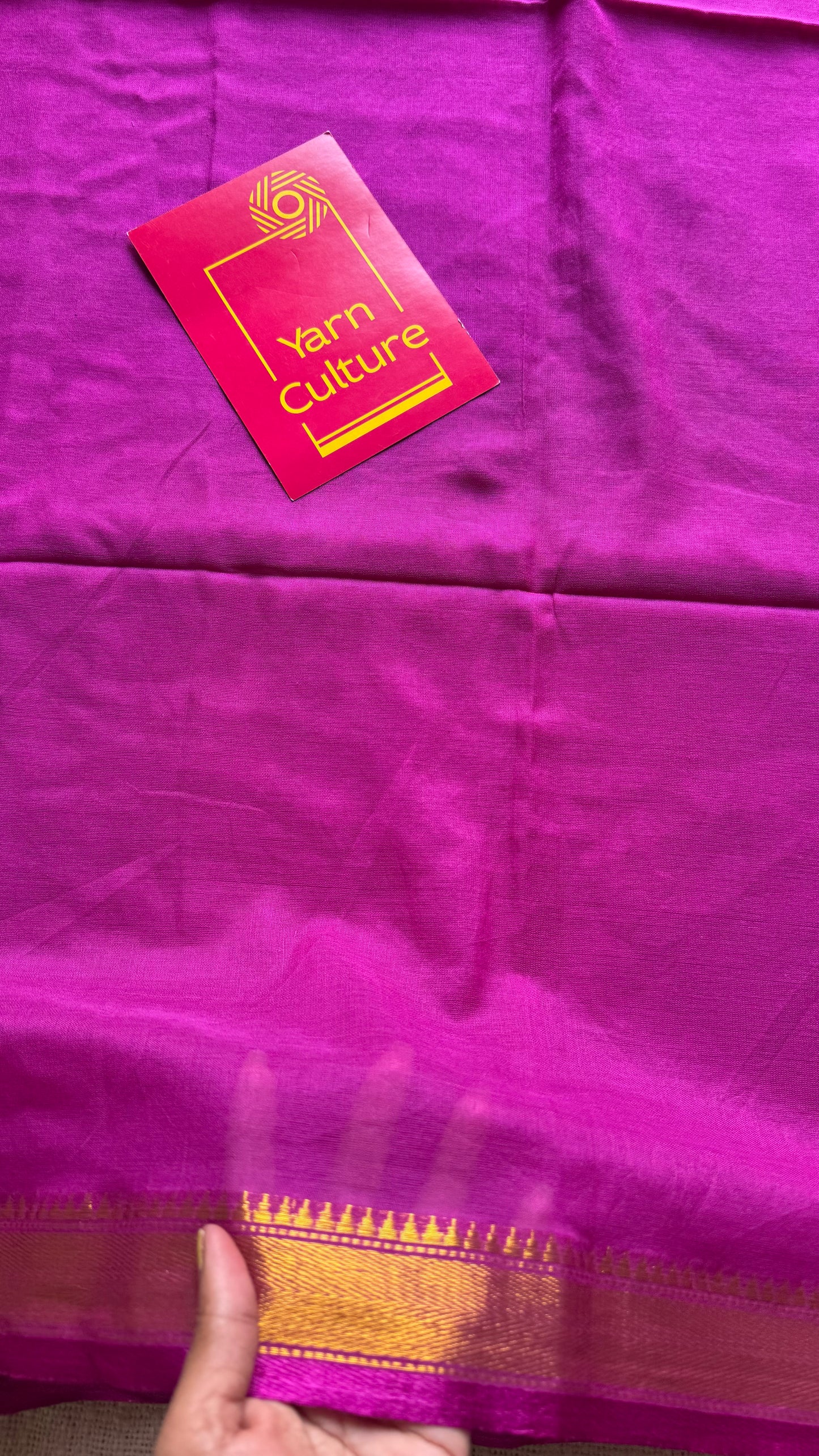 Purple pink soft cotton with maheswari gold zari border - YCBCMCFE214