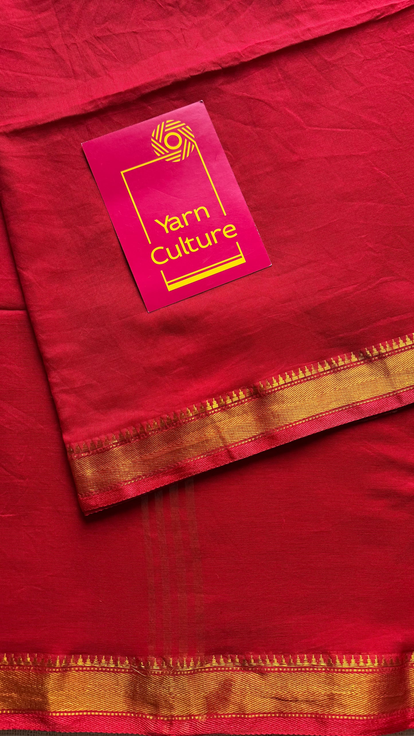Chilli red soft cotton with maheswari gold zari border - YCBCMCFE216