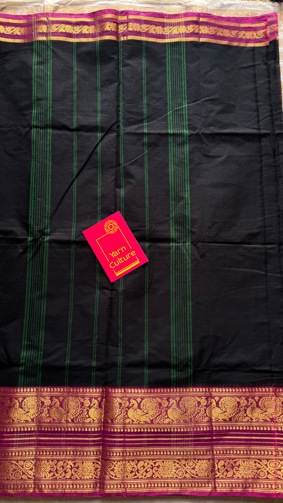 Black with purple pink (vadamalli) wide zari border kanchi cotton saree - YCCOTNCKSE20