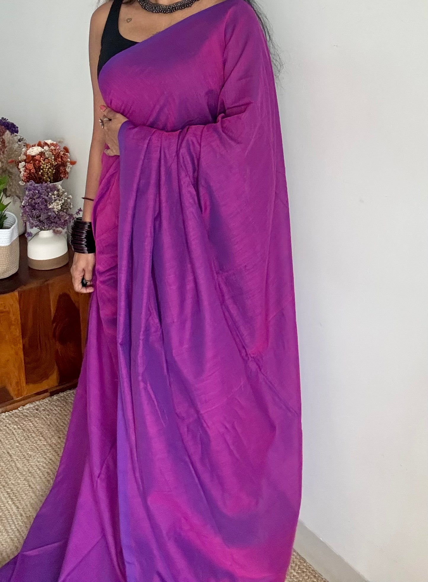 Purple pink soft cotton saree  - YCBCKCAP26