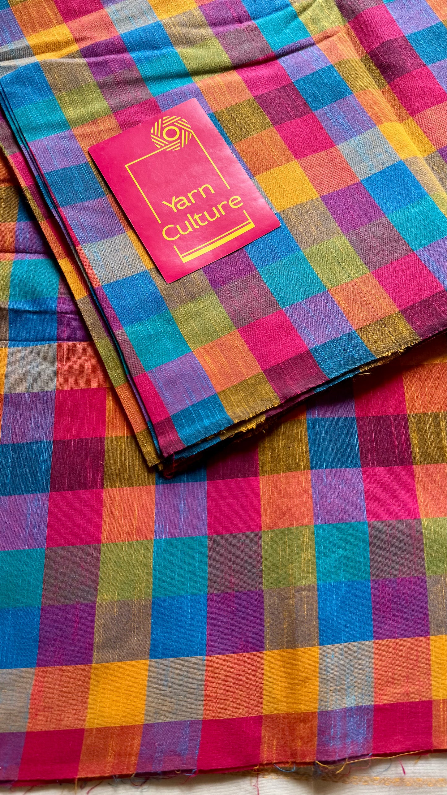 Multicoloured Madras Checks in Pure Cotton Fabric - YCSEFB04