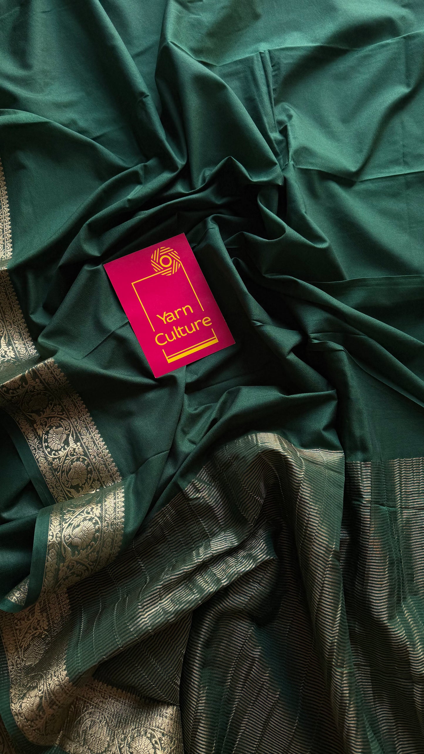 Dark green Mysore semi crepe silk saree - YCLOKFE240