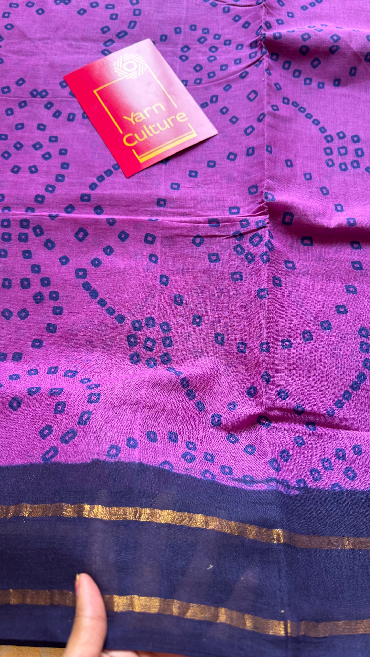 Purple with dark blue contrast, kattuchayam dyed madurai cotton saree - YCCOTNMA237