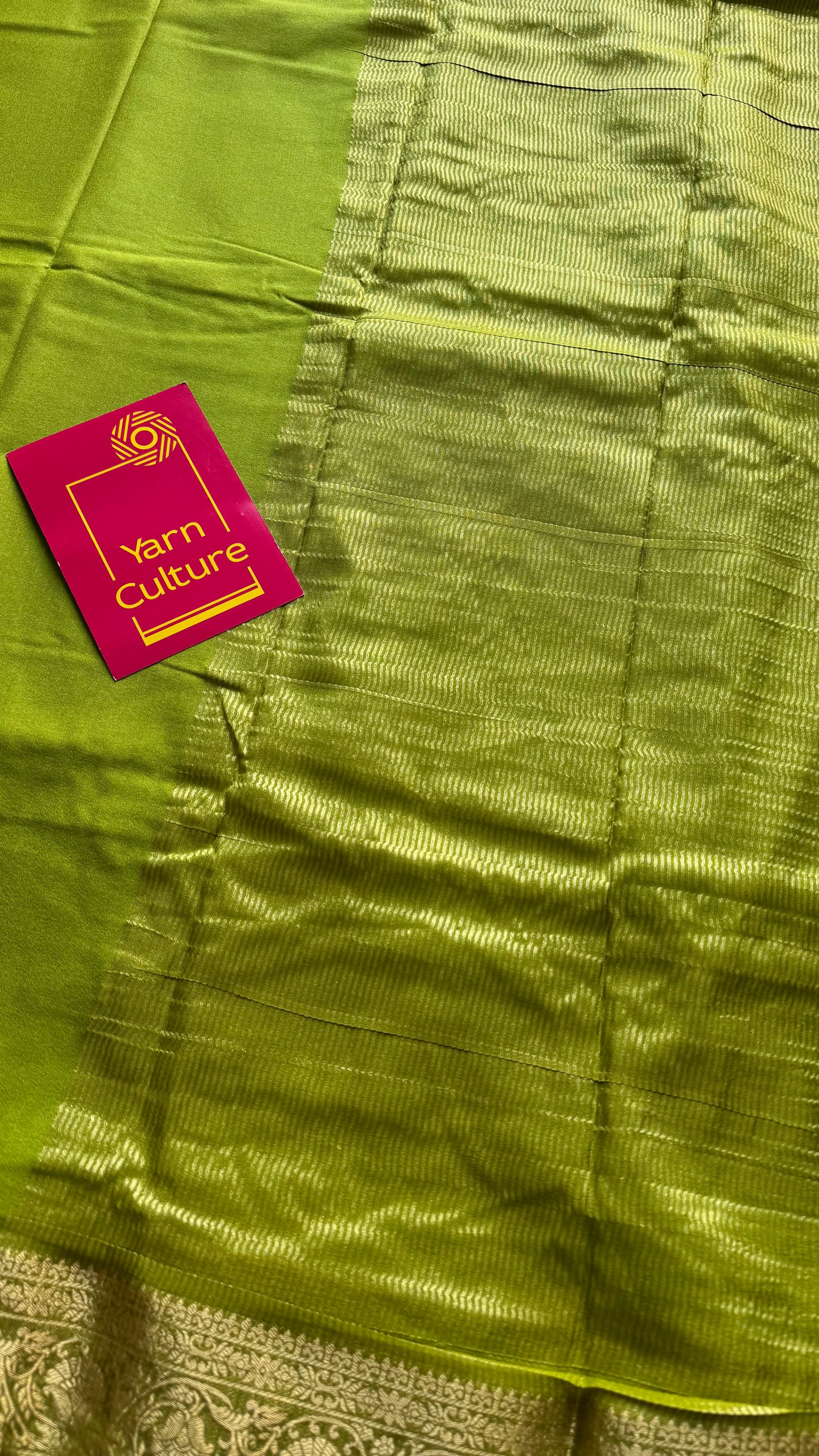Lime green Mysore semi crepe silk saree - YCLOKFE243
