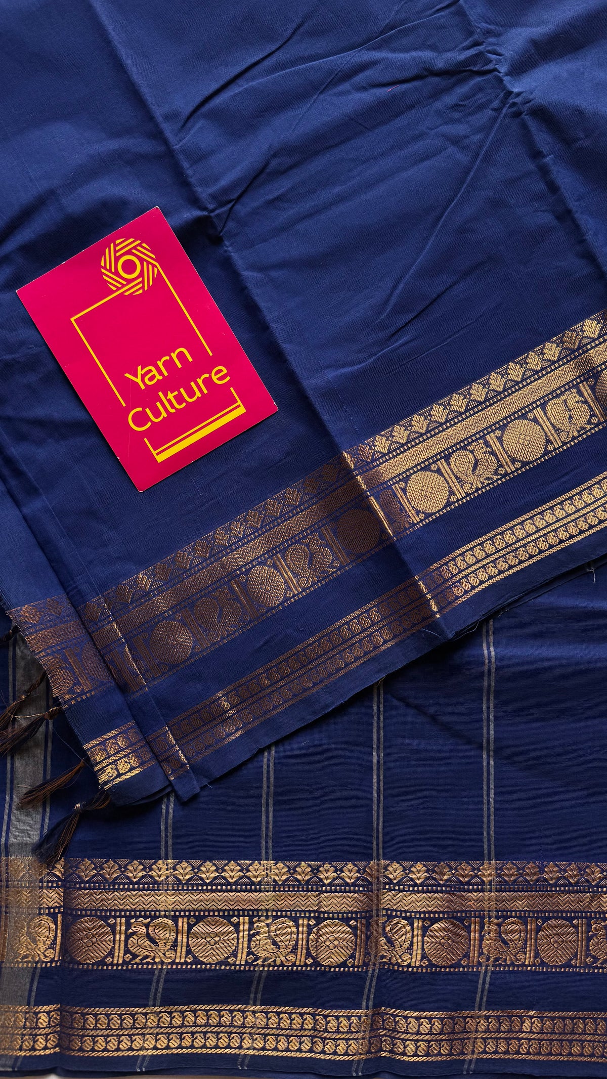 Blue with gap zari border, kanchi cotton saree - YCCOTNCCOC119