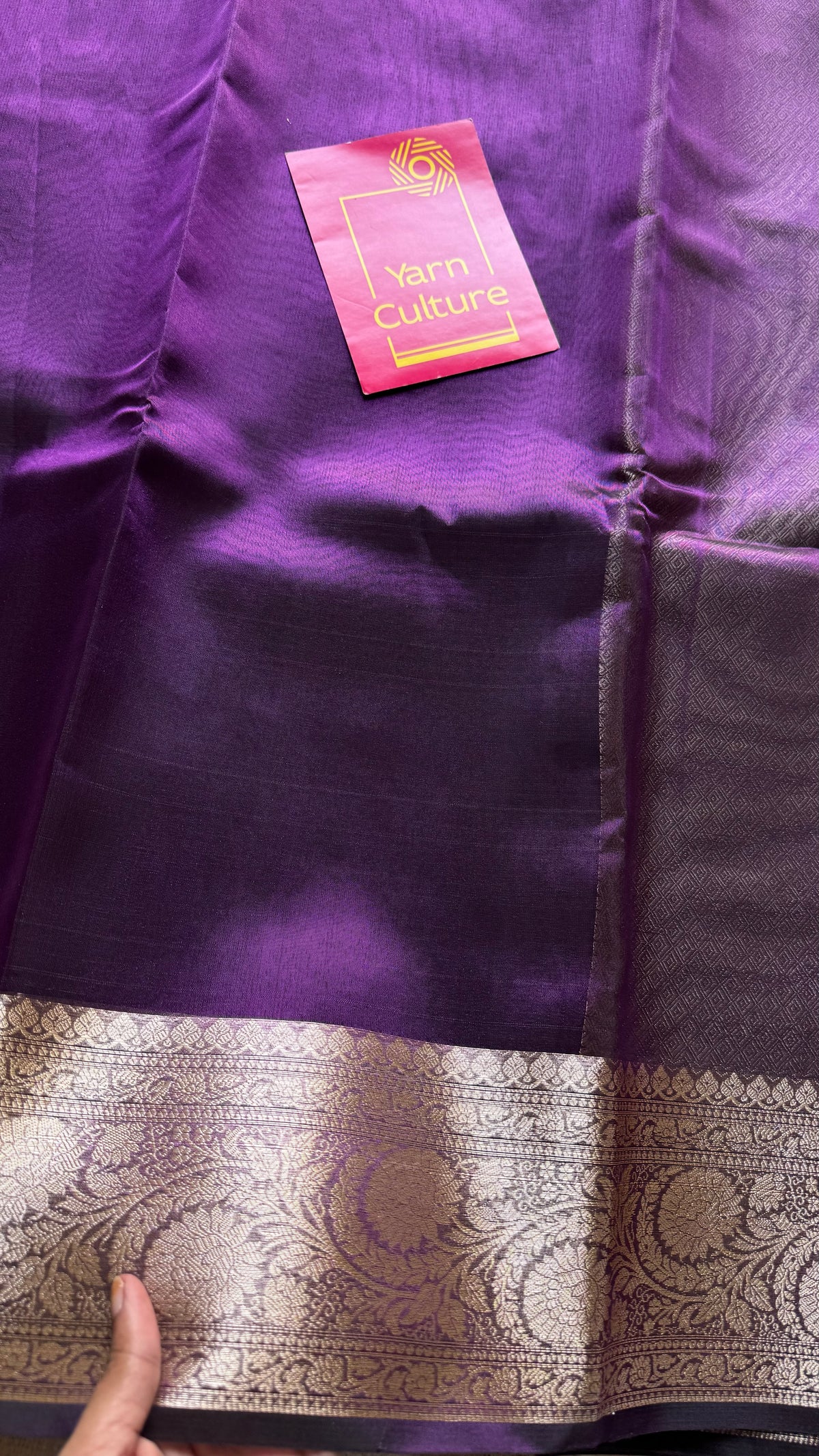 Purple tissue Banarasi saree with zari border - YCBLTOC89