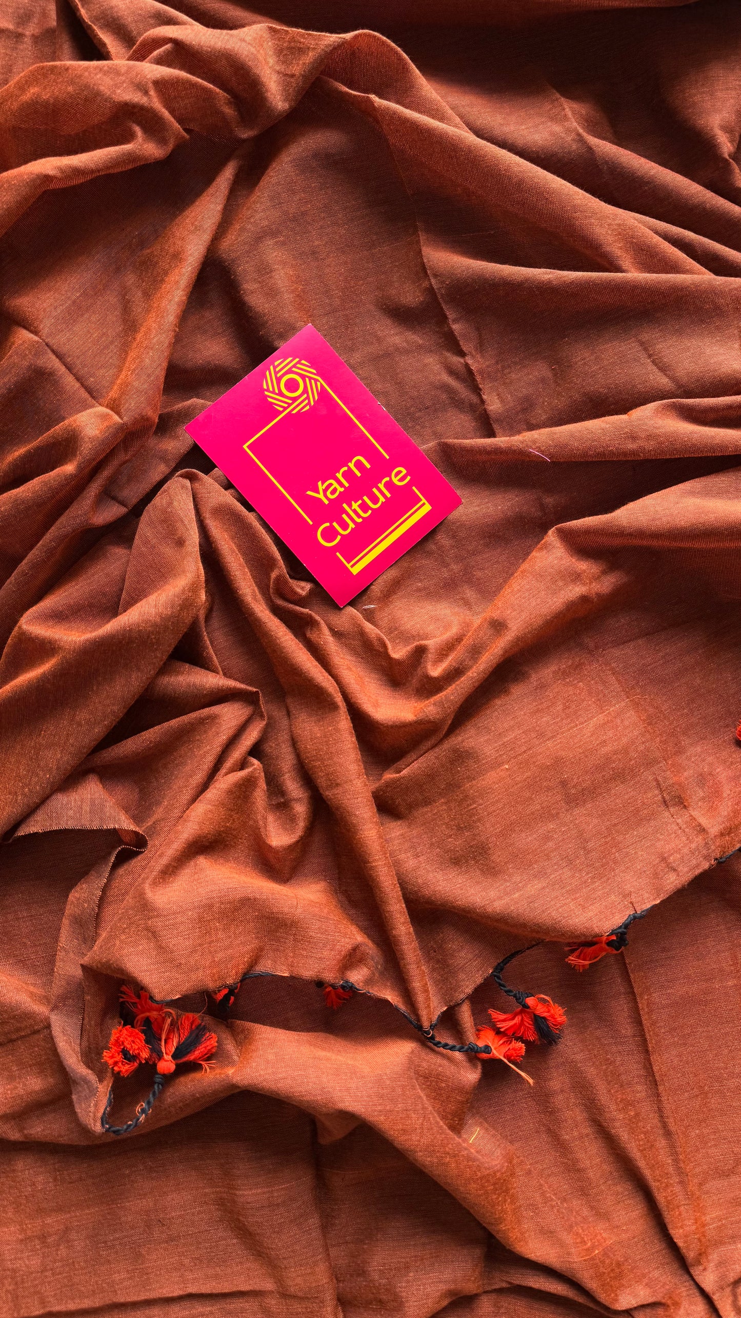 Rust orange soft cotton saree  - YCBCKCAP27
