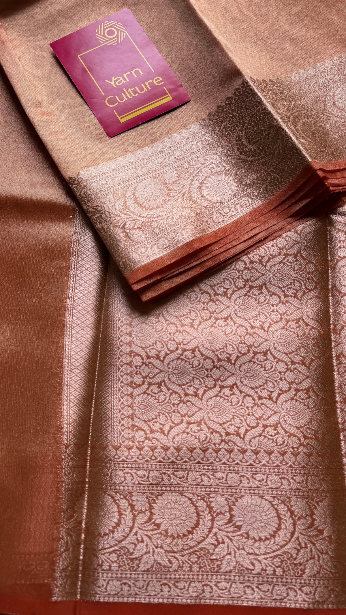 Orange tissue Banarasi saree with zari border - YCBLTOC87