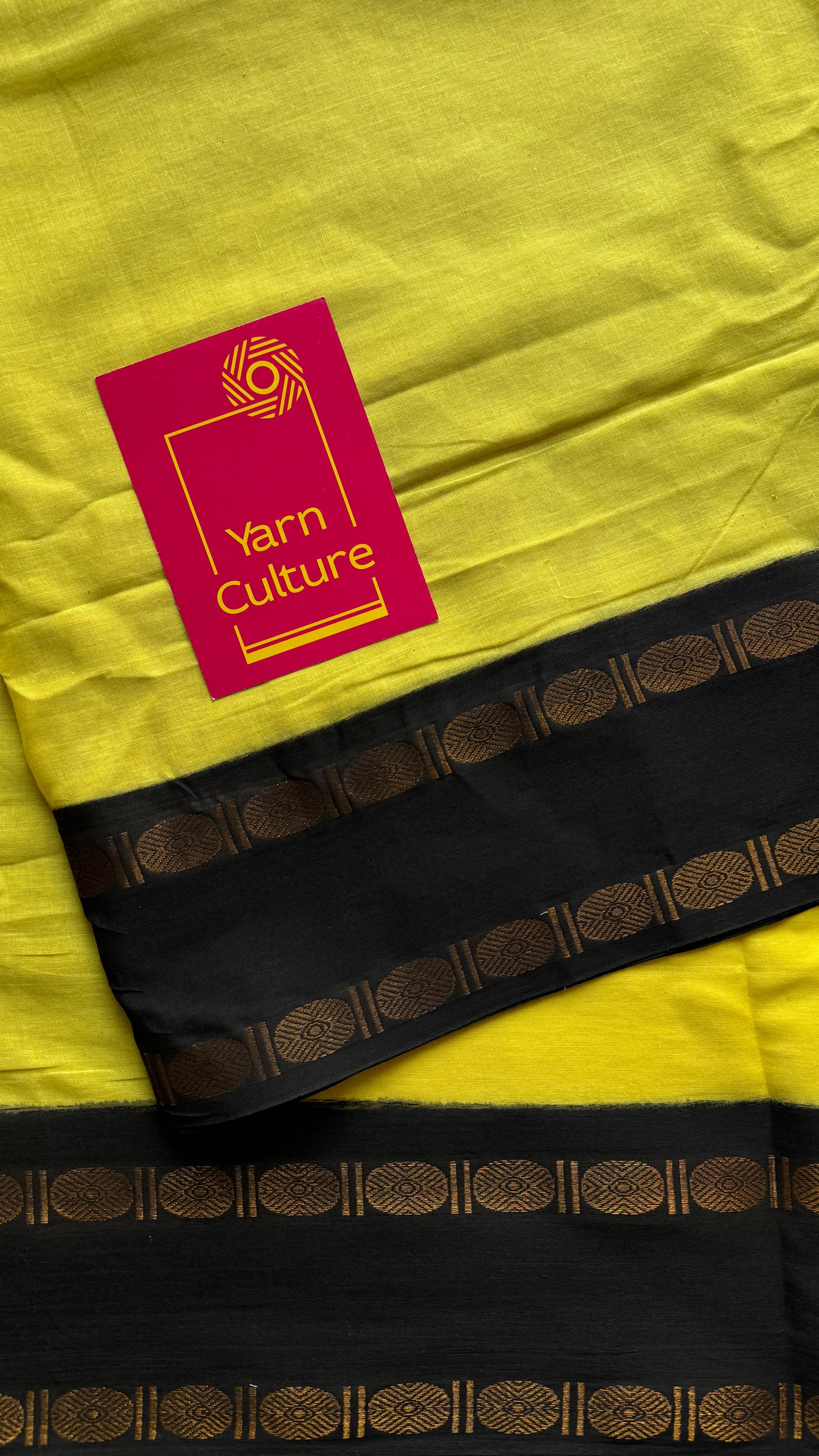 Lemon yellow with black, kattuchayam dyed madurai soft cotton - YCCOTNMSJA192