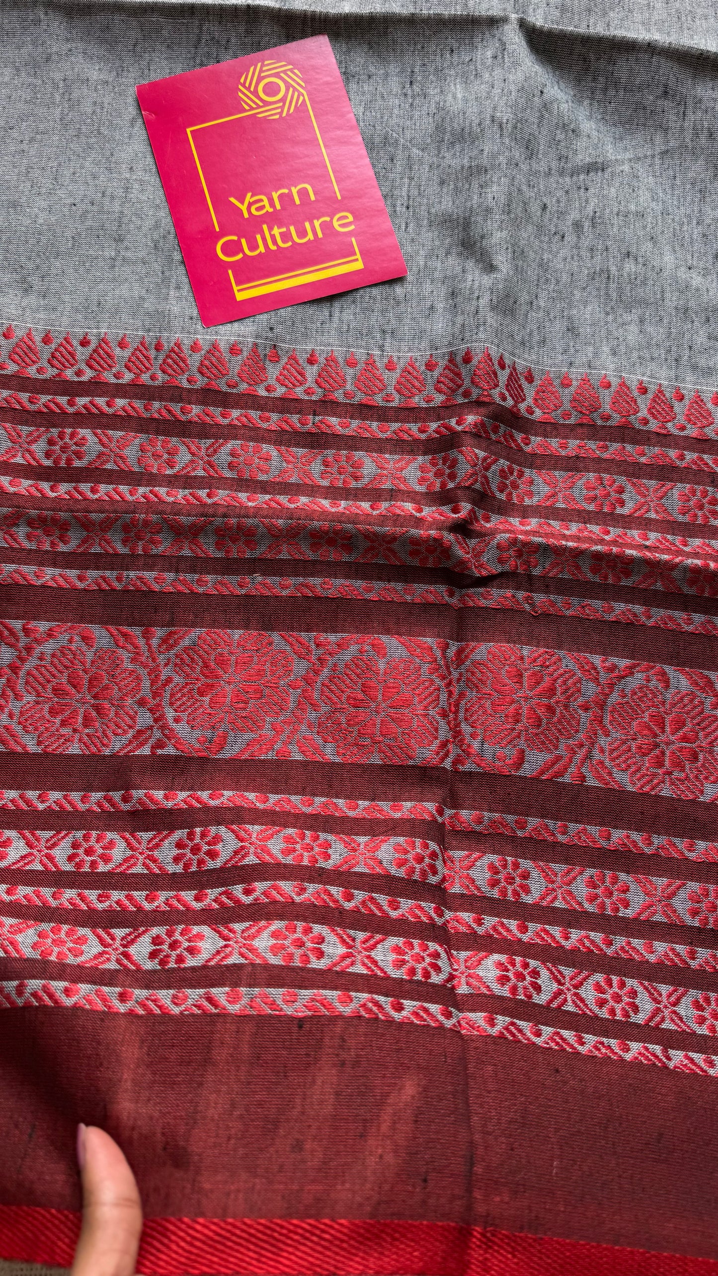 Grey with red and black threadwork, begampuri soft cotton - YCBCBPJA201