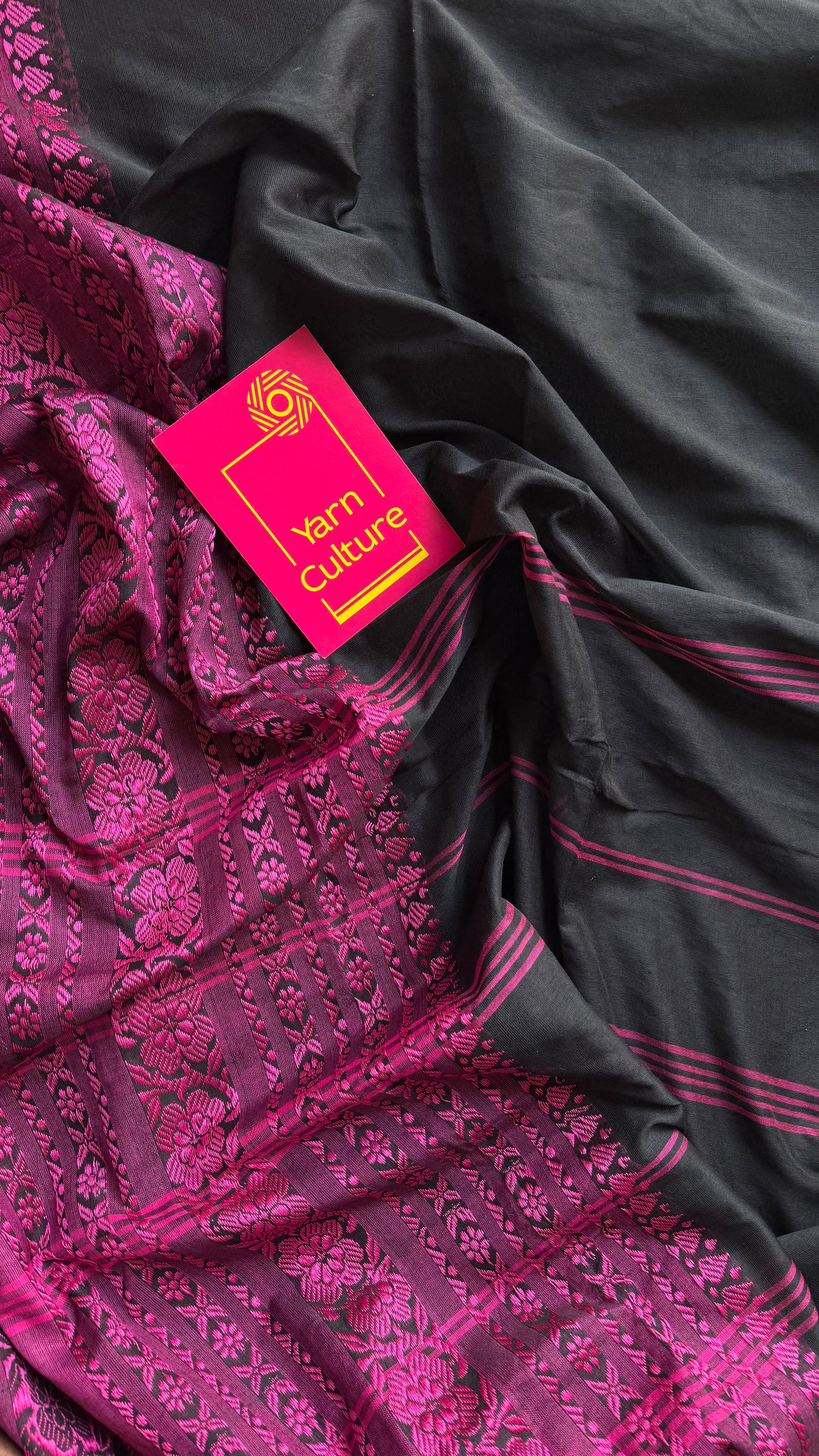 Black with magenta threadwork, begampuri soft cotton - YCBCBPJA197