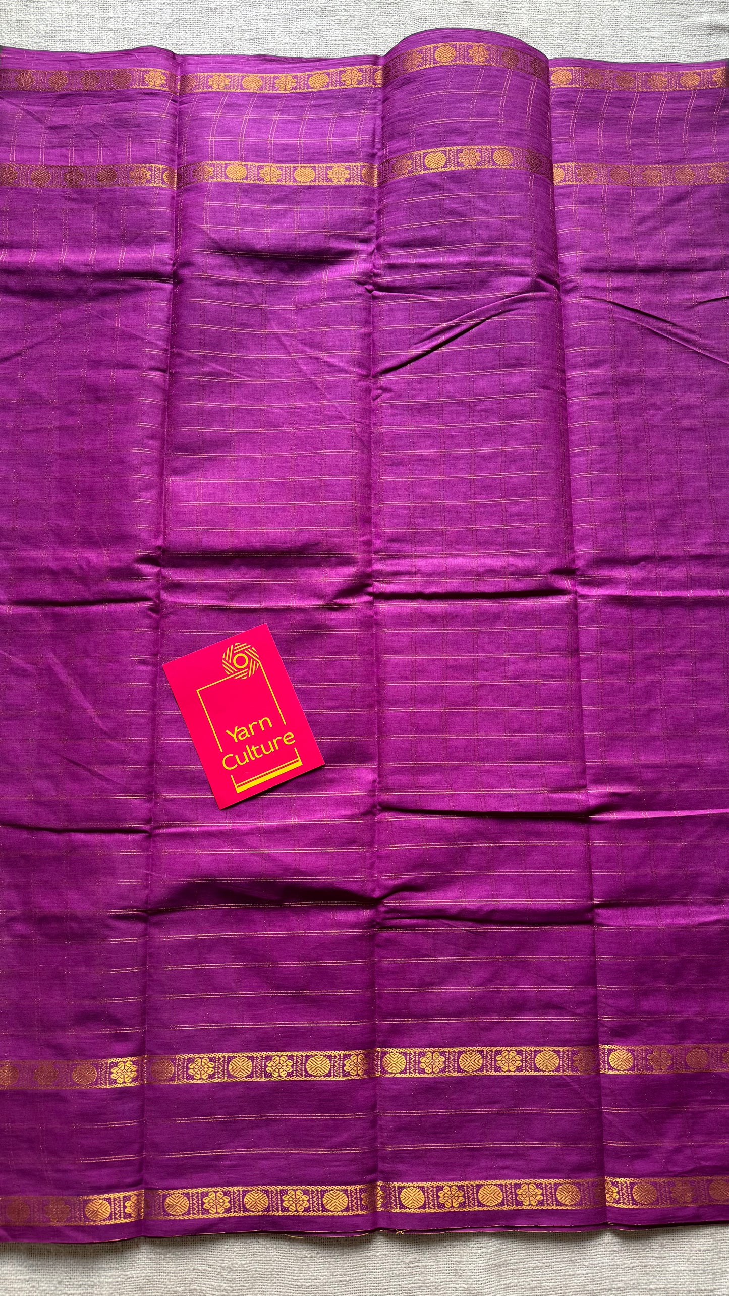 Purple pink adayar gold zari kattam, sungudi cotton - YCCOTNOCSC51
