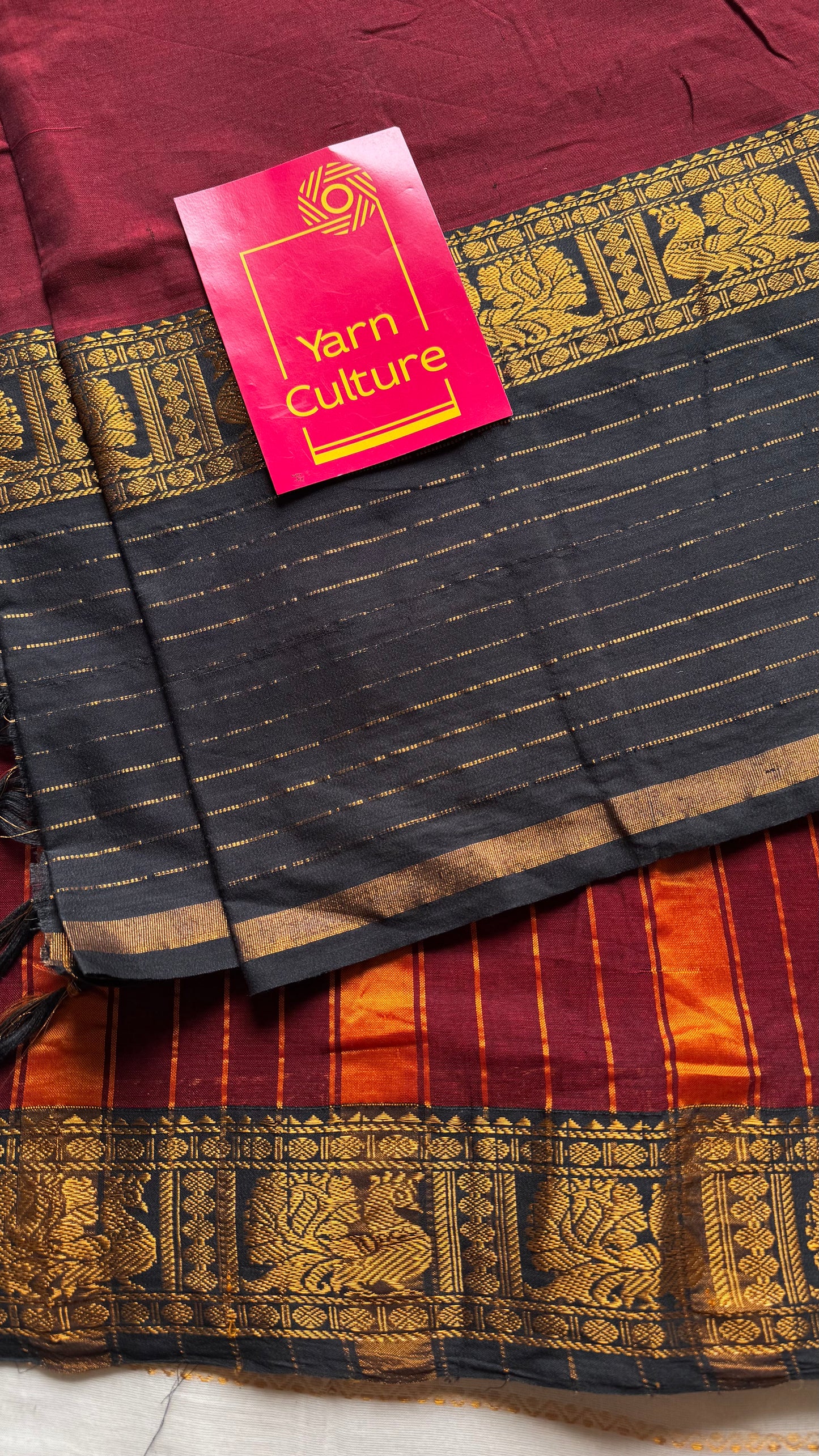 Maroon with black border, narayanpet soft cotton saree - YCWOTDAUG08