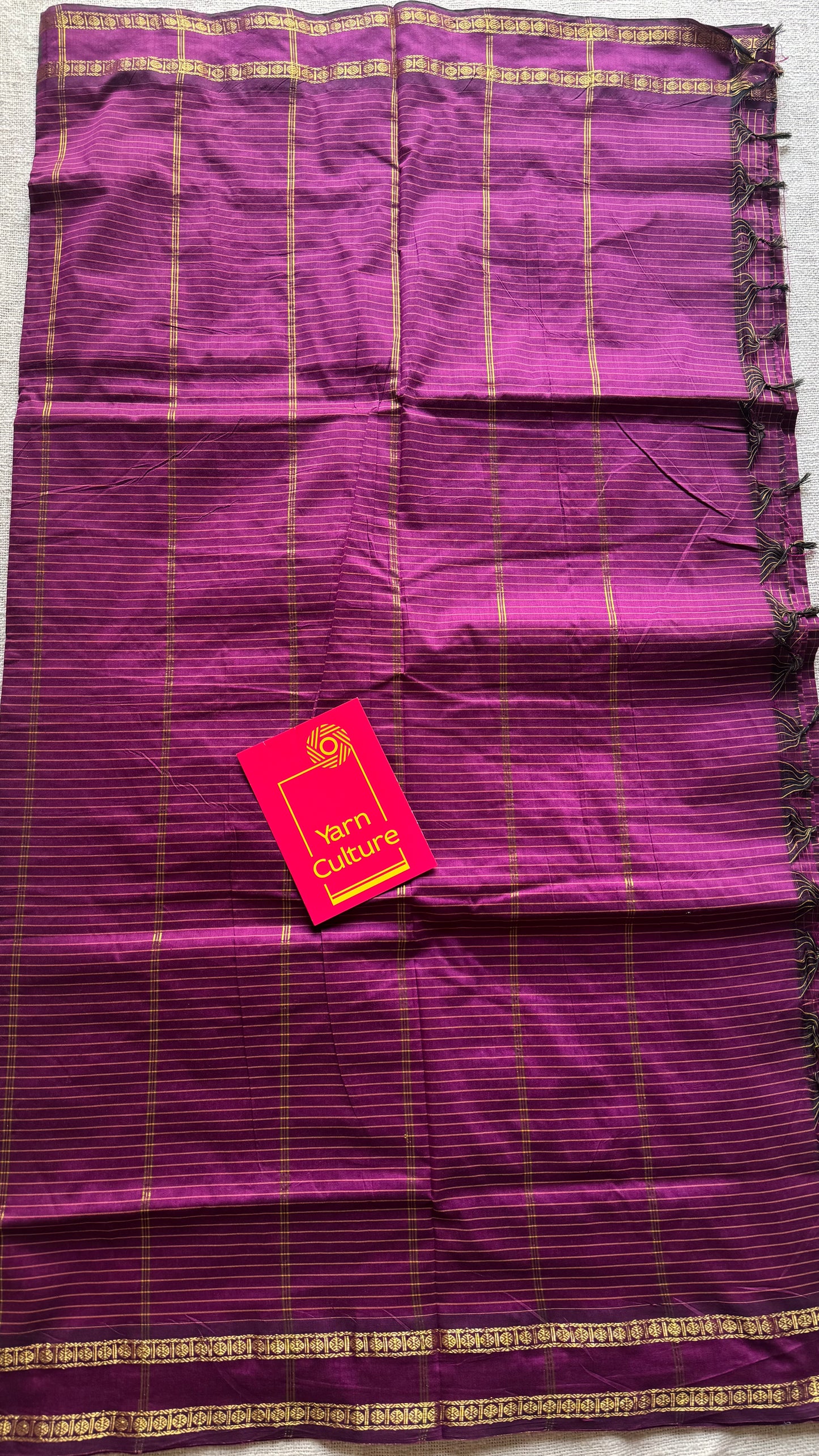 Wine, arani zari checks saree, cotton silk - YCCOTNARFE51