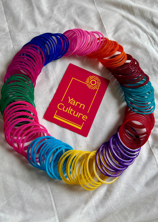 Velvet glass bangles, set of 12 colours, each comes as a set of 12 units, total 144 bangles in a set - YCBANGL341