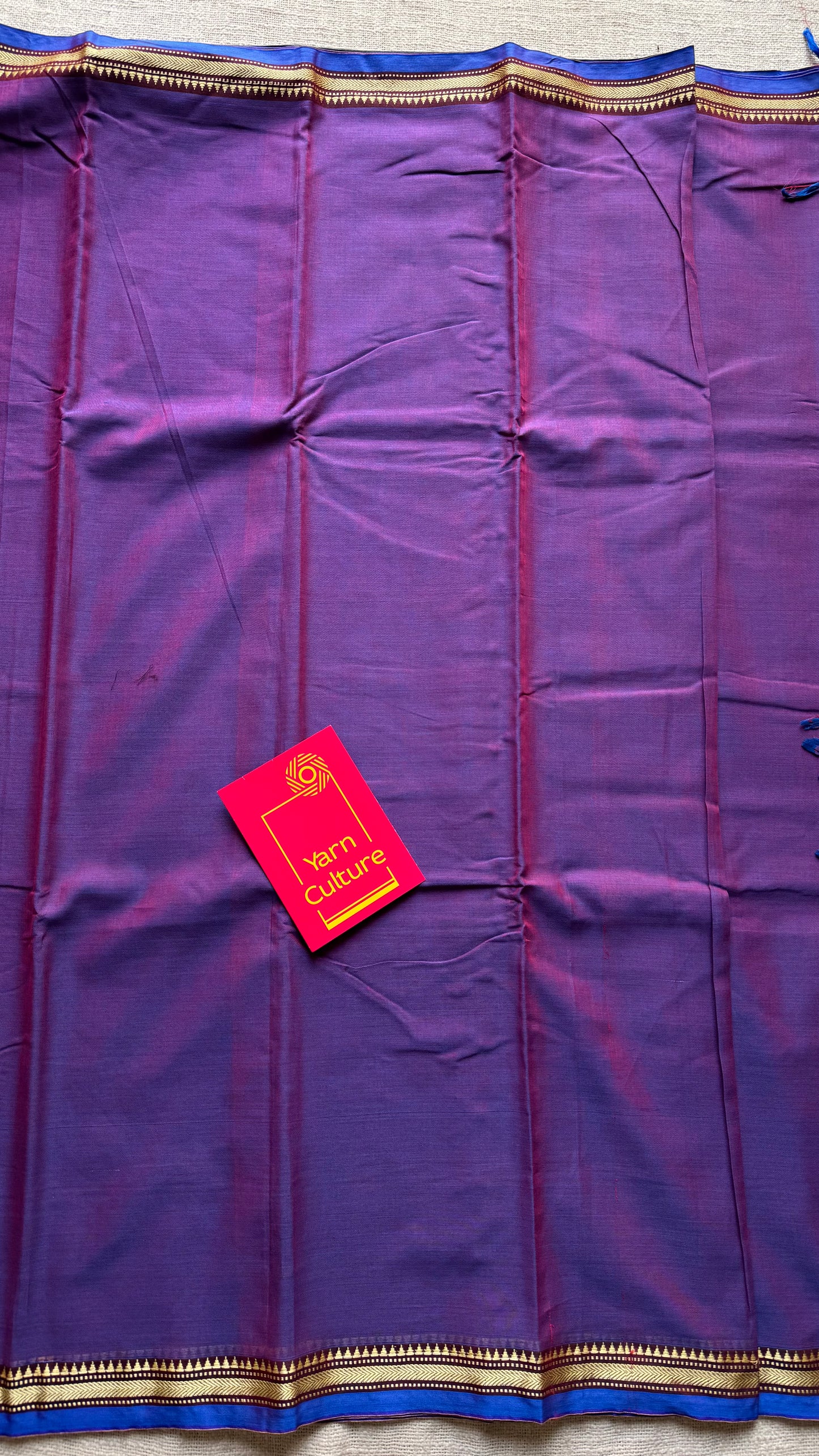 Purple pink with blue border narayanpet saree, soft cotton - YCWOTDNPFE28