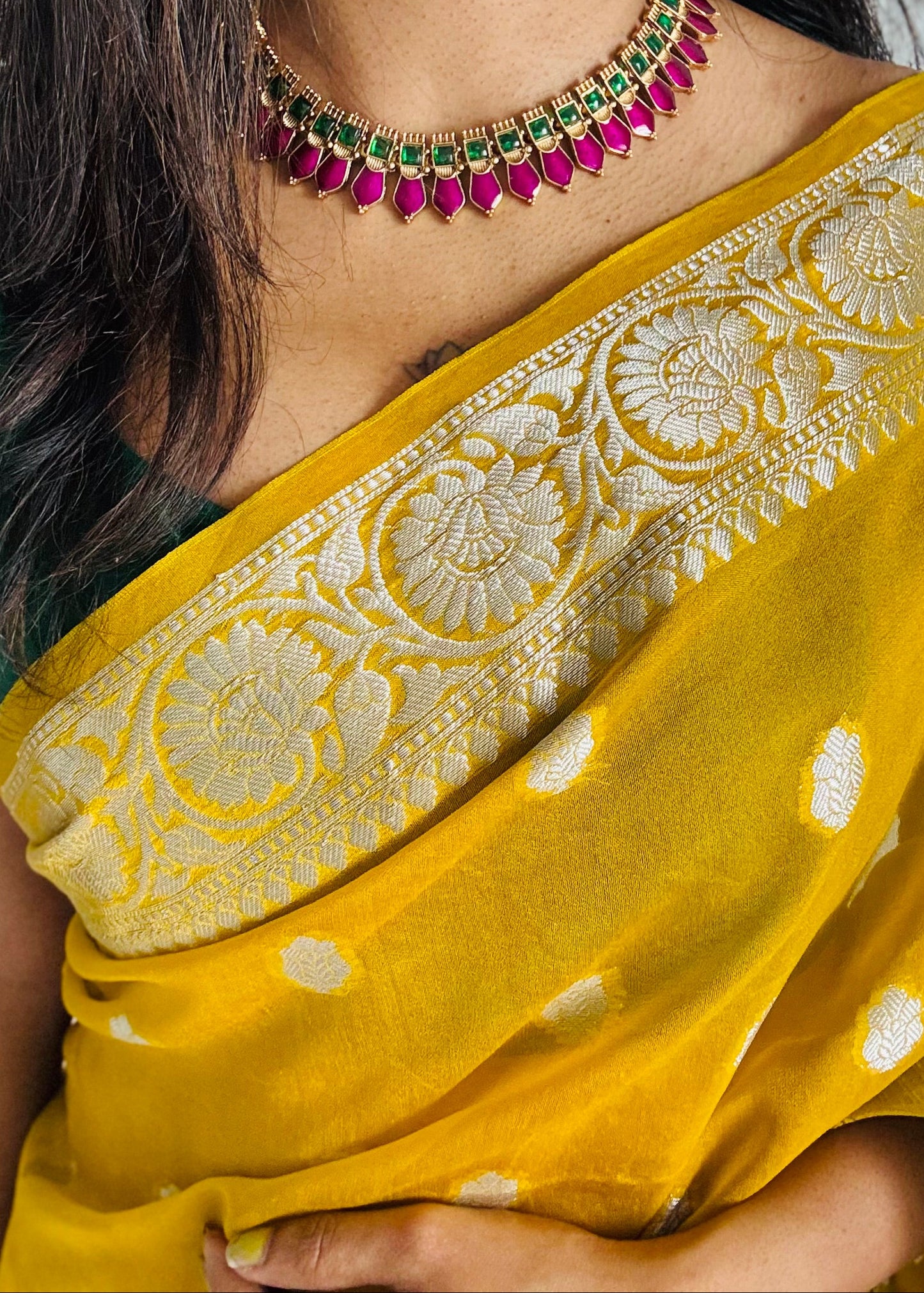 Purple pink (vadamalli) nagapadam neckpiece, with earrings - YCGPNP616