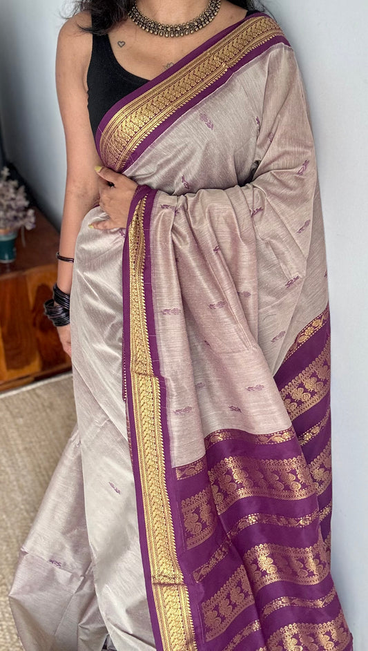 Grey with purple - cotton silk - YCCOTNSEKCS03