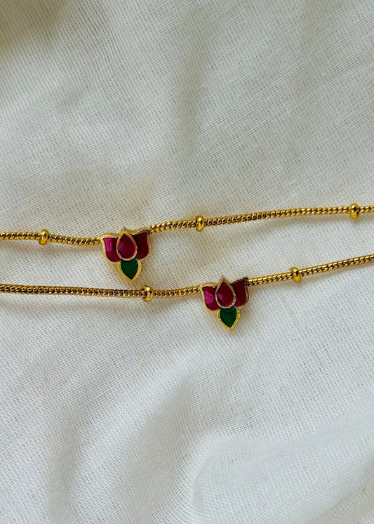 Lotus motif anklet - YCGPAK834