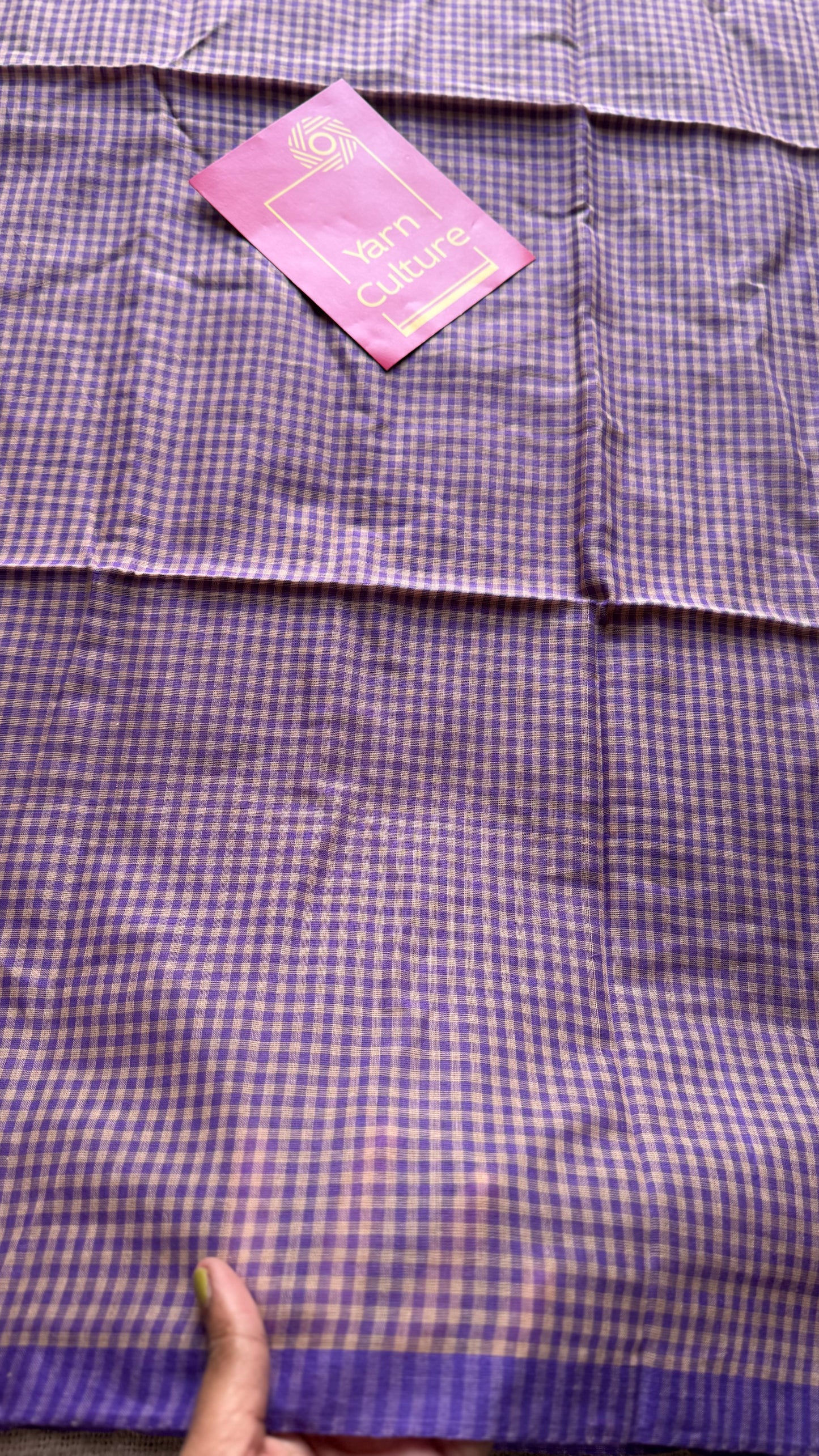 Purple and cream mul, micro checks - YCBCMCNO05