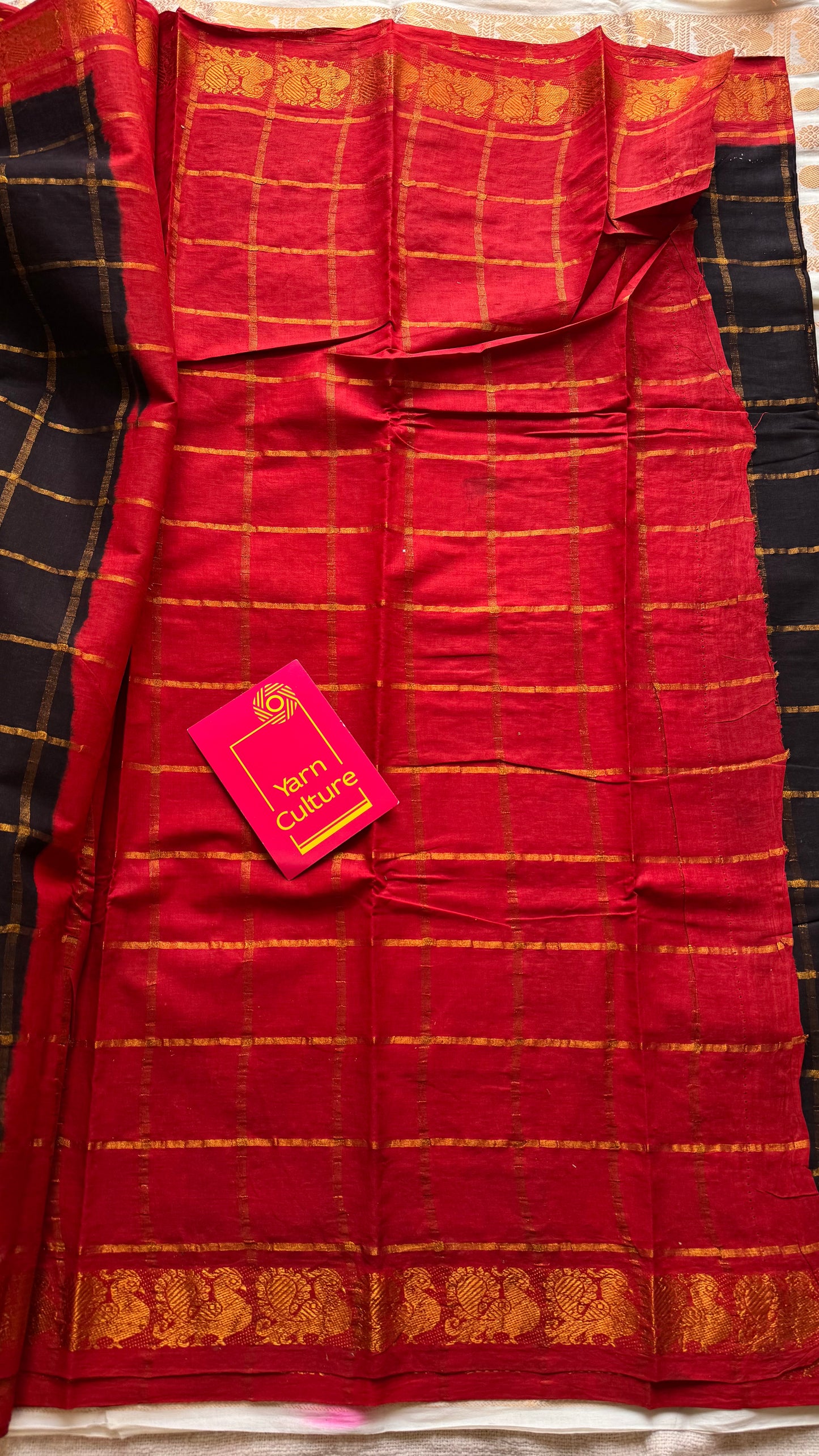 Black with red pavithra kattam sungudi, madurai cotton - YCCOTNMSAP142