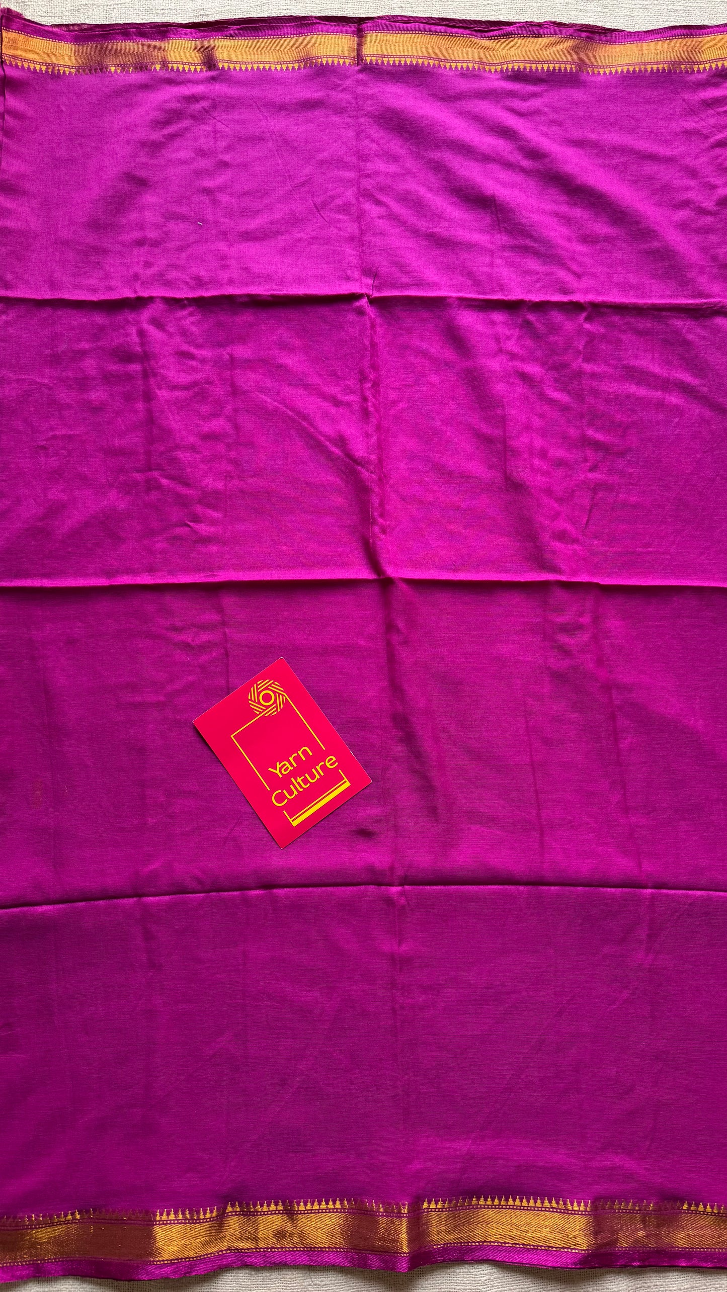 Purple pink soft cotton with maheswari gold zari border - YCBCMCFE214