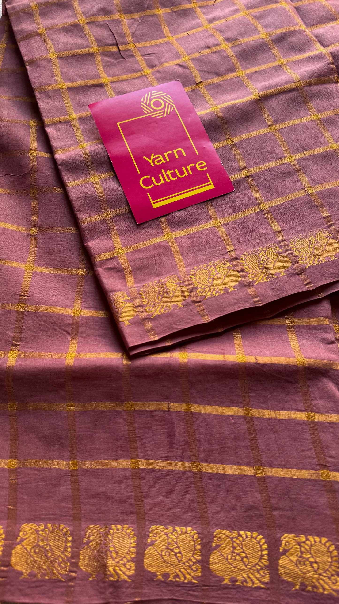 Light mauve pavithra kattam kattuchayam dyed madurai cotton saree - YCCOTNMSAP187