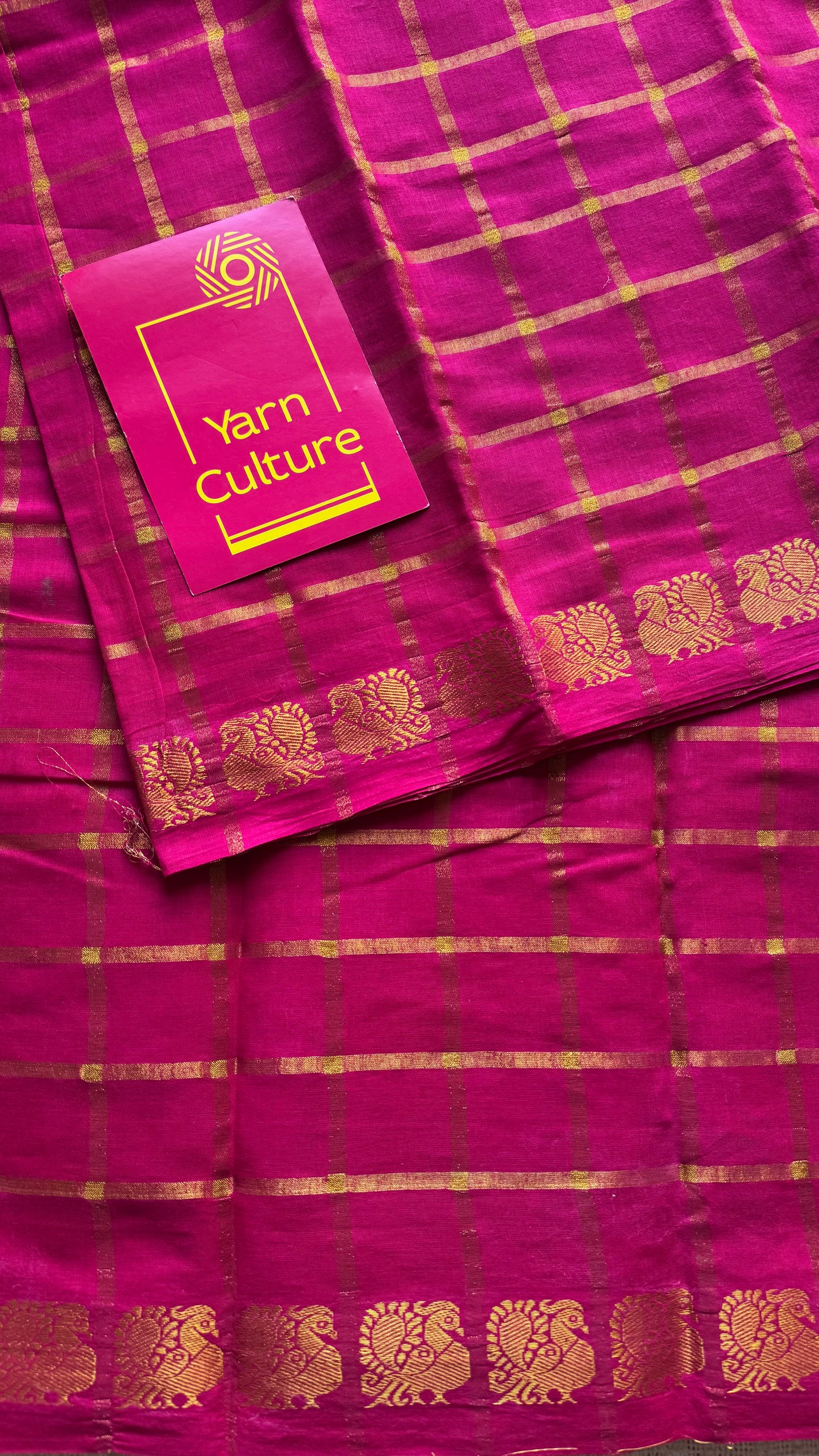 Magenta pavithra kattam kattuchayam dyed madurai cotton saree - YCCOTNMSFE137