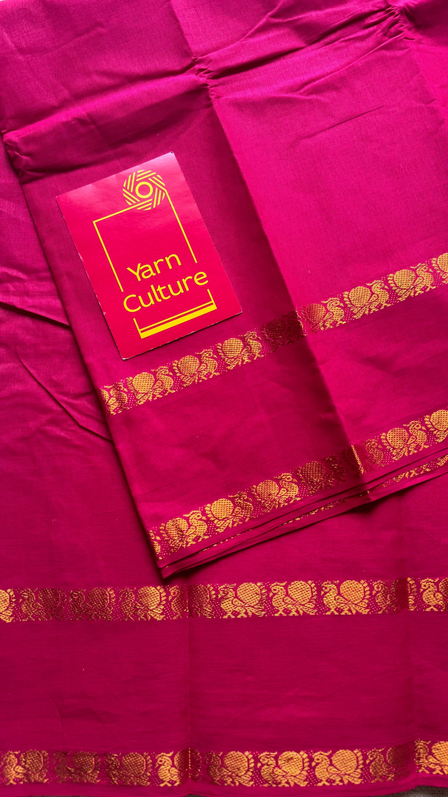 Hot pink rettaipettu peacock double border with contrast blouse - madurai kattuchayam - YCCOTNAURS14