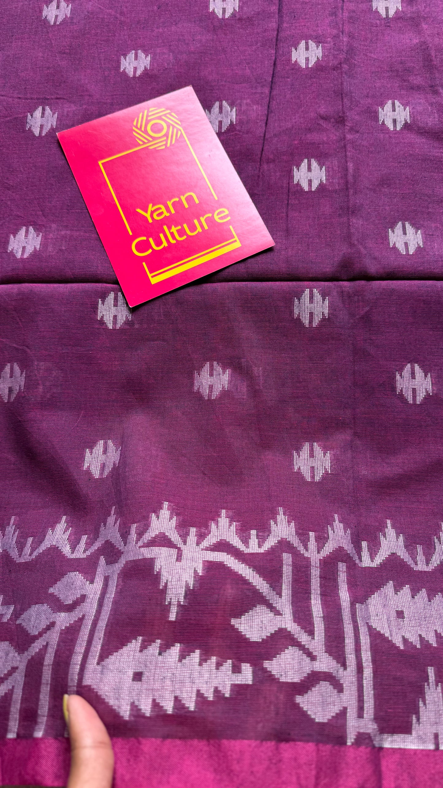 Purple double tone jamdani in soft cotton - YCBCKJJA138