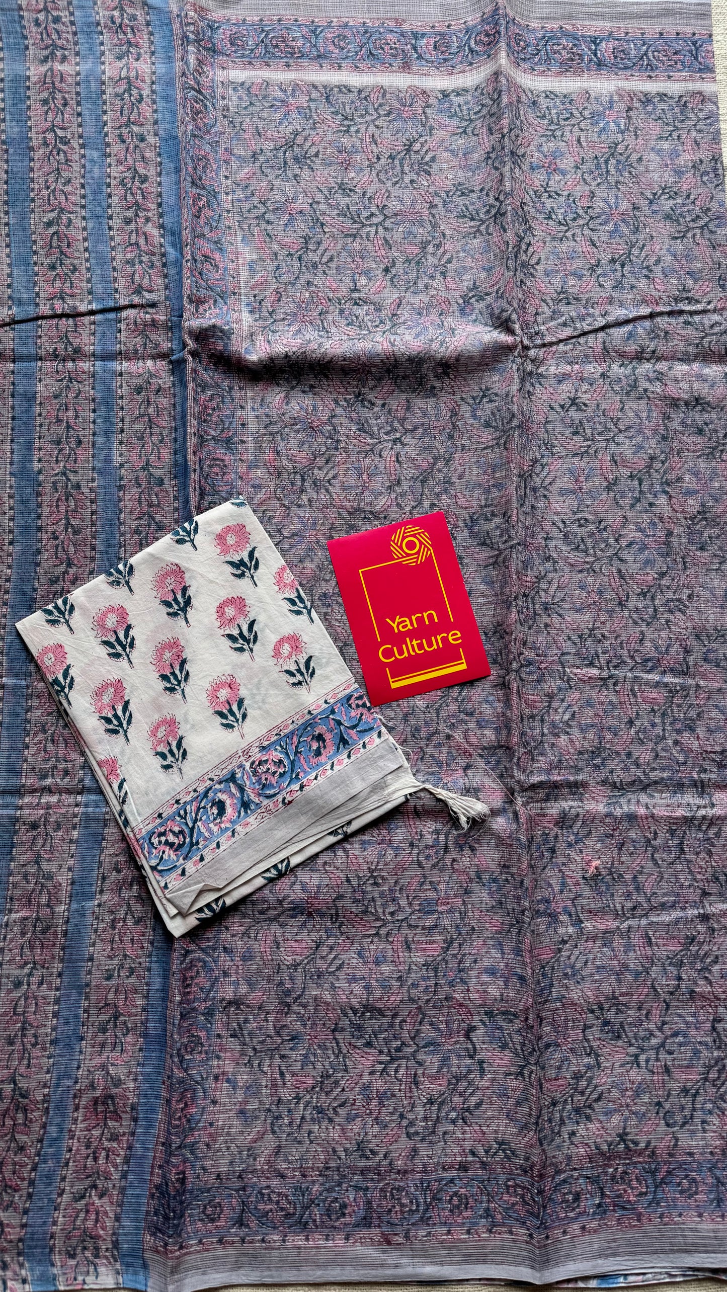 Lilac Chill Scene - soft lilac floral kota doria saree - YCTORKDAP01