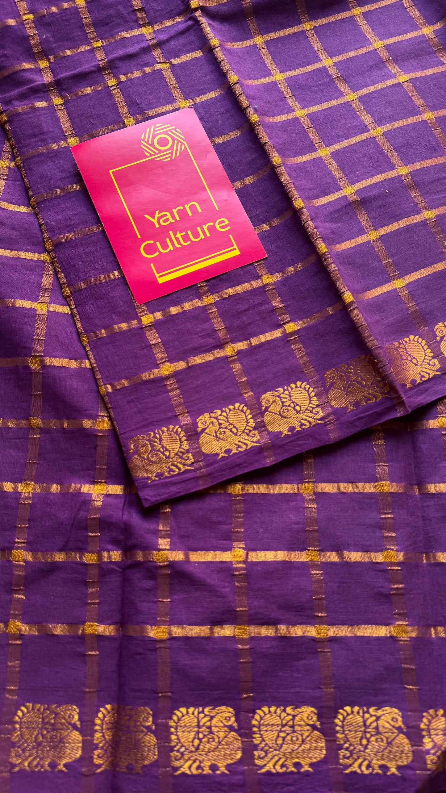 Purple pavithra kattam kattuchayam dyed madurai cotton saree - YCCOTNMSFE140