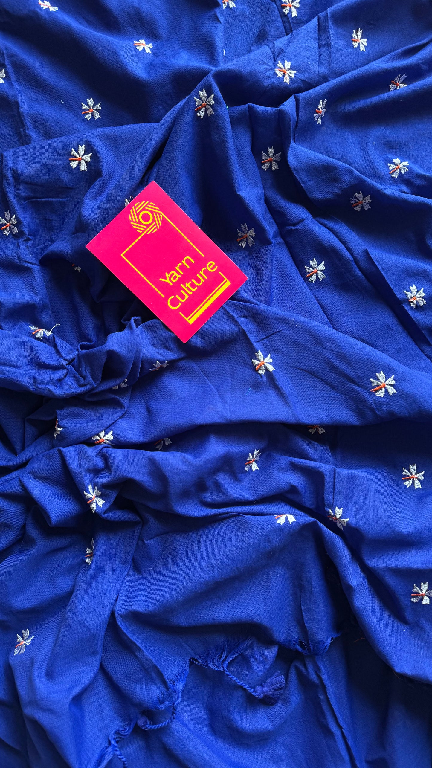 Royal blue parijat soft cotton saree  - YCBCKCAP40