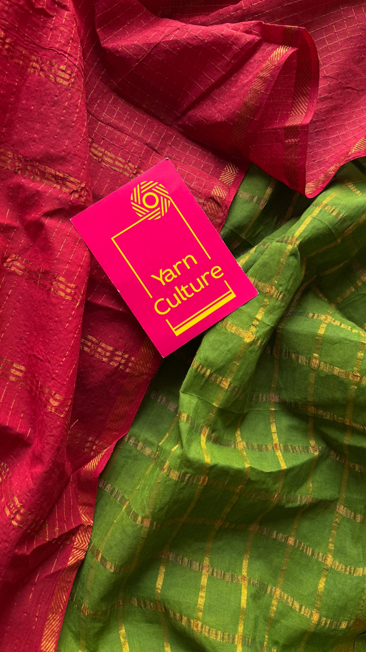 Chilli red with green, sungudi cotton half-half saree - YCCOTNMSFE348