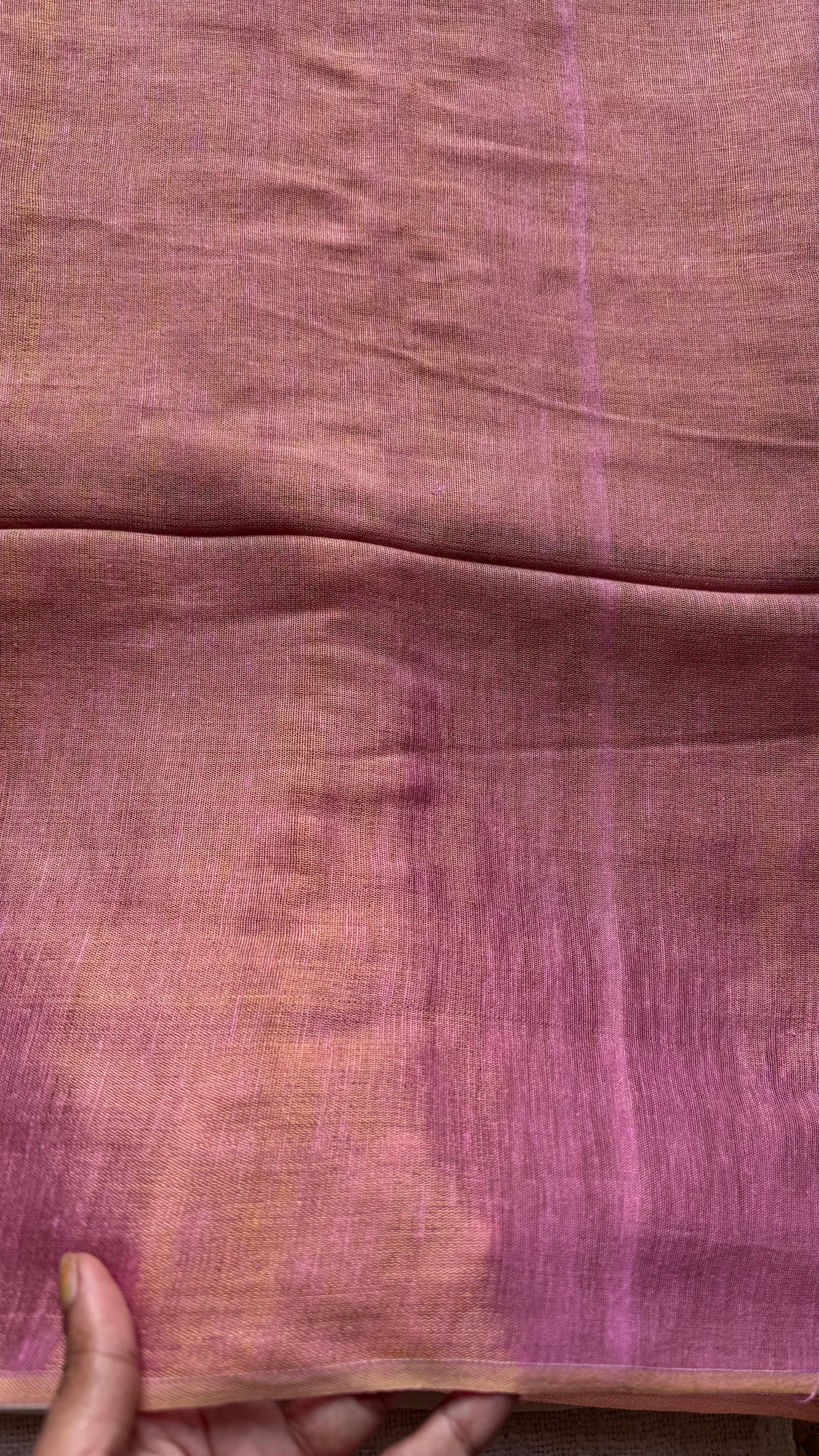 Onion pink with gold, dual tone metallic tissue linen saree - YCBCLTOC54