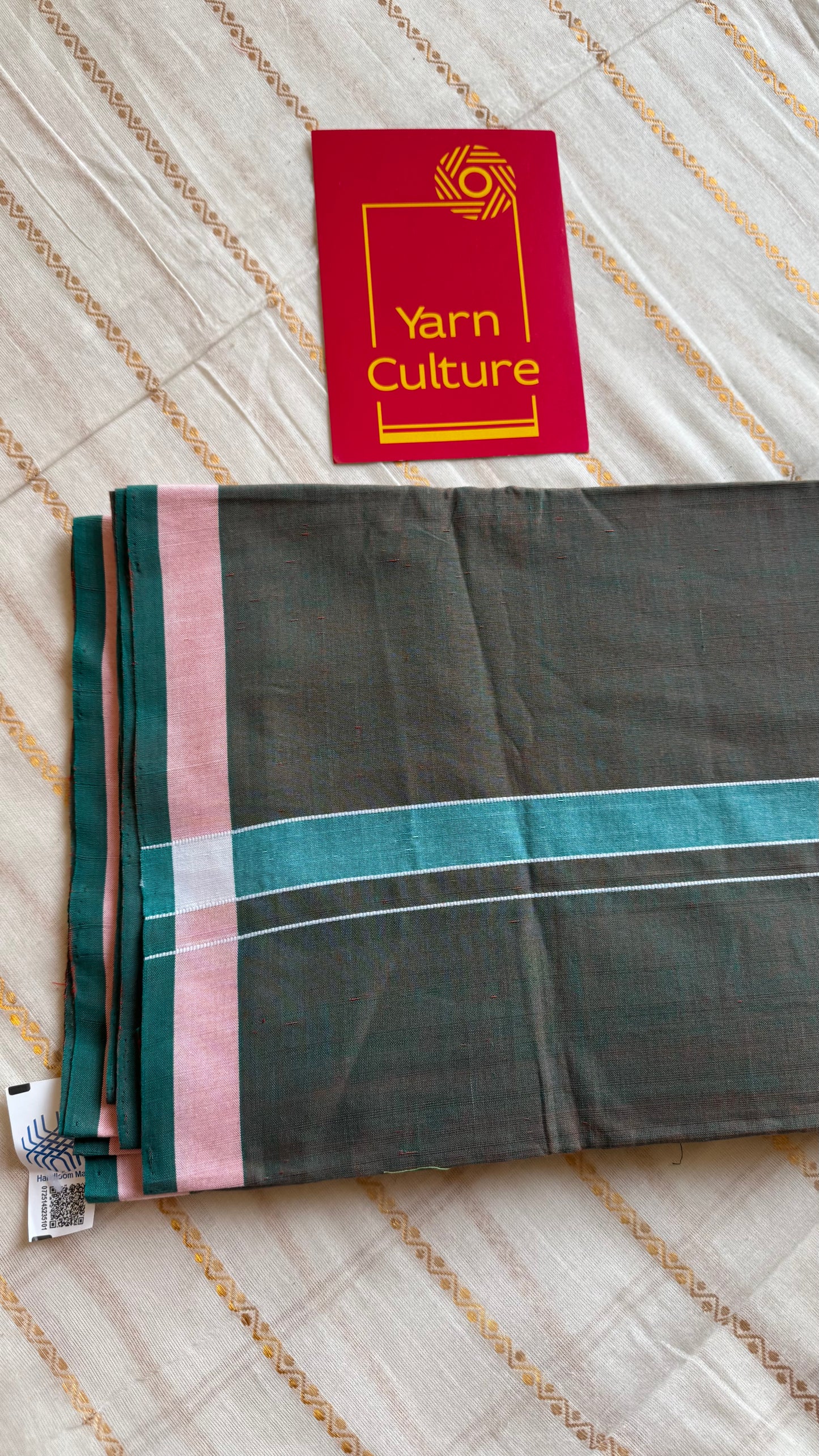 Green Chendamangalam Handloom Single Mundu | Soft Cotton Men's Dhoti - YCMSEIE181