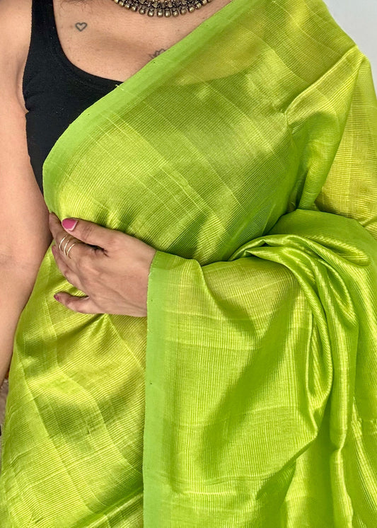 Plain lime green, mangalgiri silk cotton, handwoven, soft, light weight - YCWOTDMSAP219
