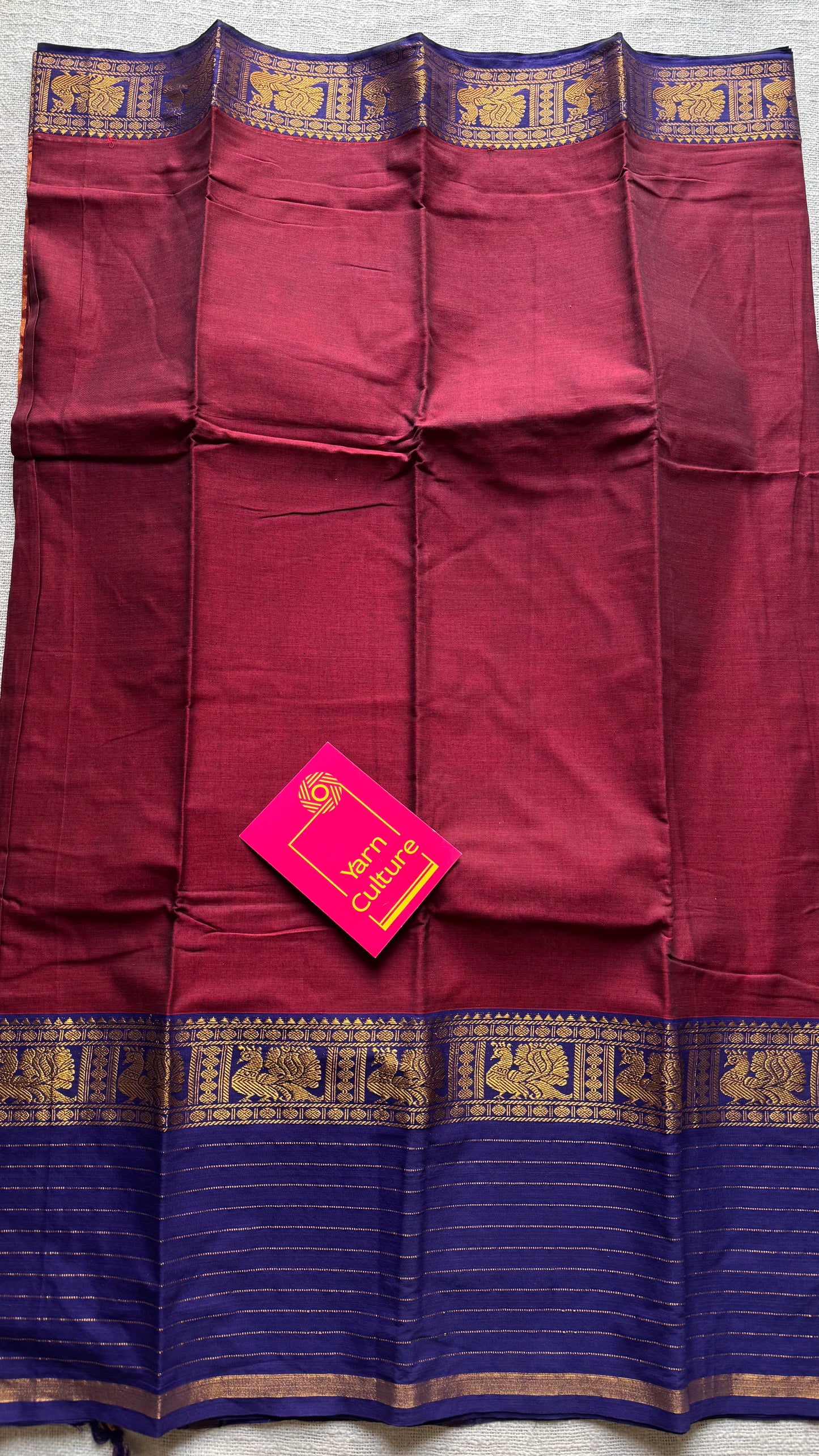 Maroon with violet border, premium narayanpet soft cotton - YCWOTDNPNO80