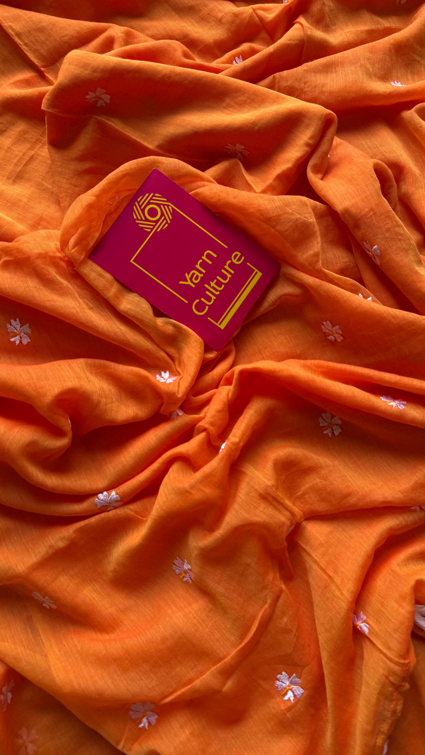 Orange parijat soft mul cotton saree  - YCBCMCAP28