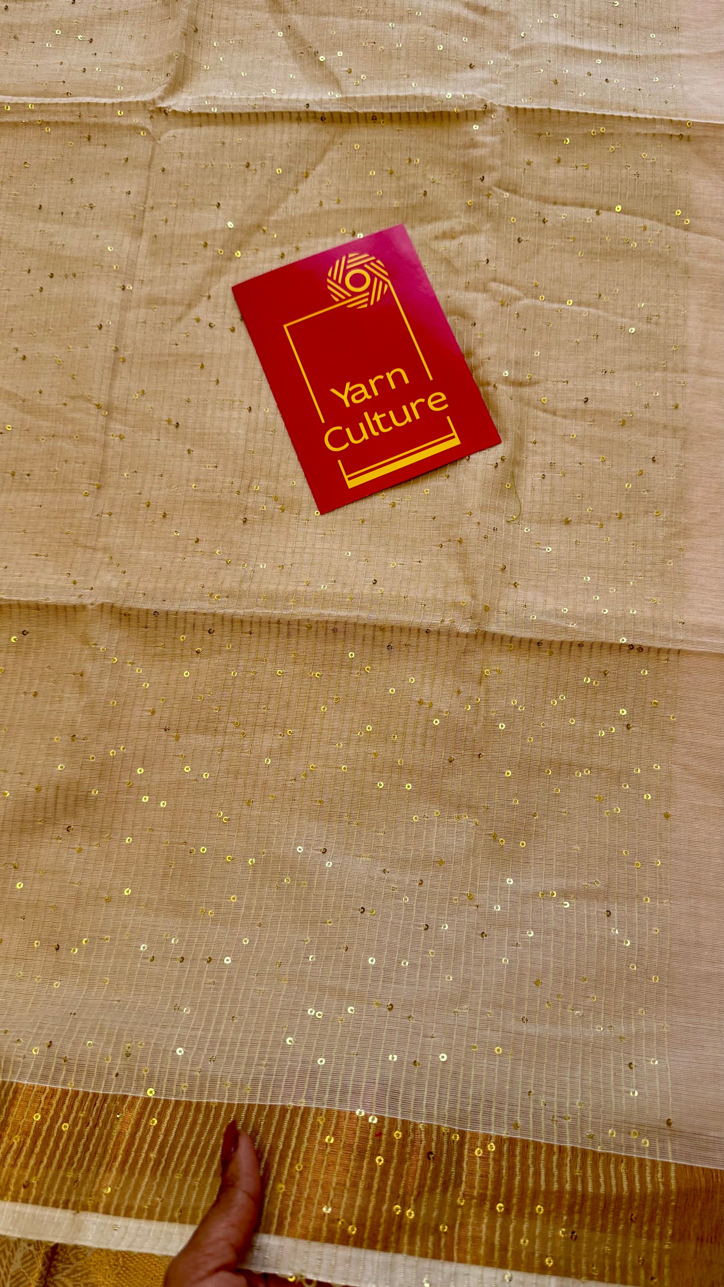 Sandal mul saree, sequins work  - YCIEON26