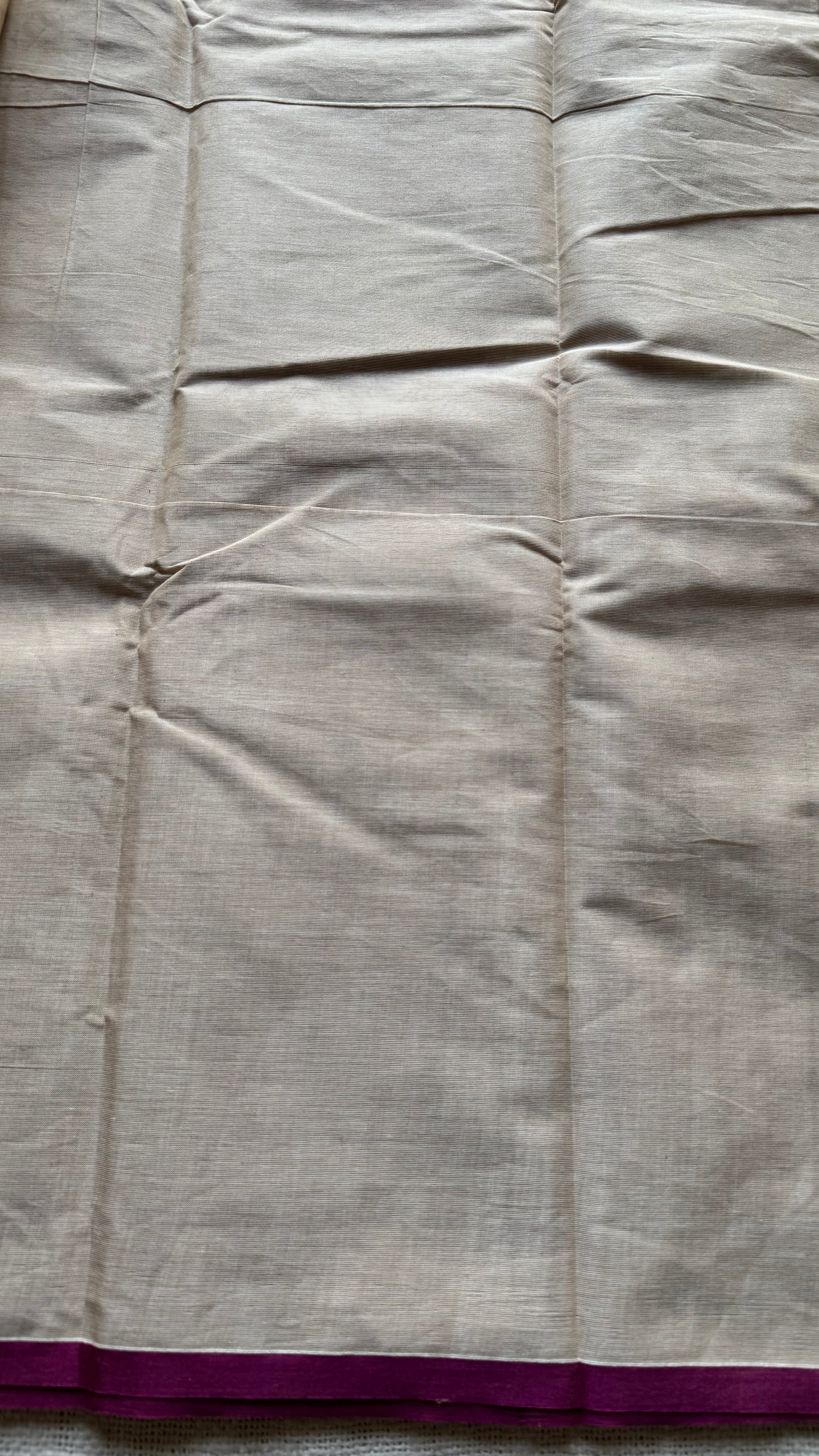 Cream dual tone checks with peacock motifs, kanchi cotton saree - YCCOTNKCFE339