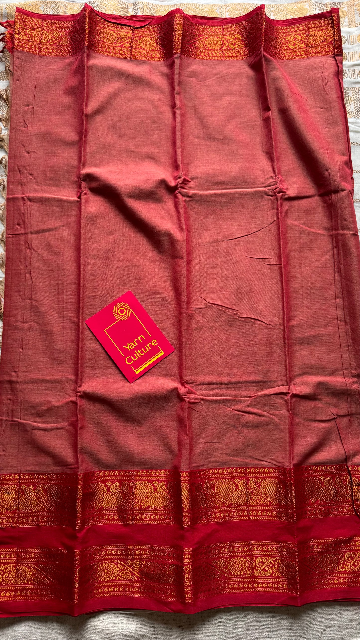 Light red with red wide border, narayanpet soft cotton saree -YCWOTDAUG04