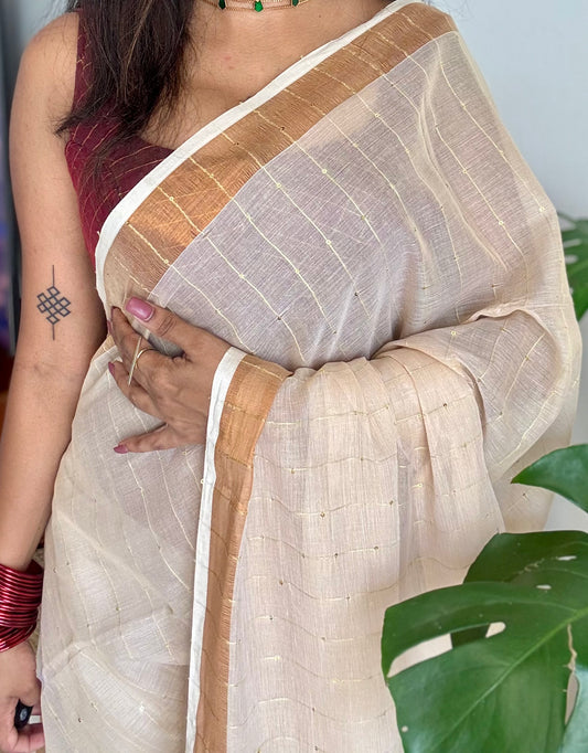 Sandal mul saree, sequins work  - YCIEON26