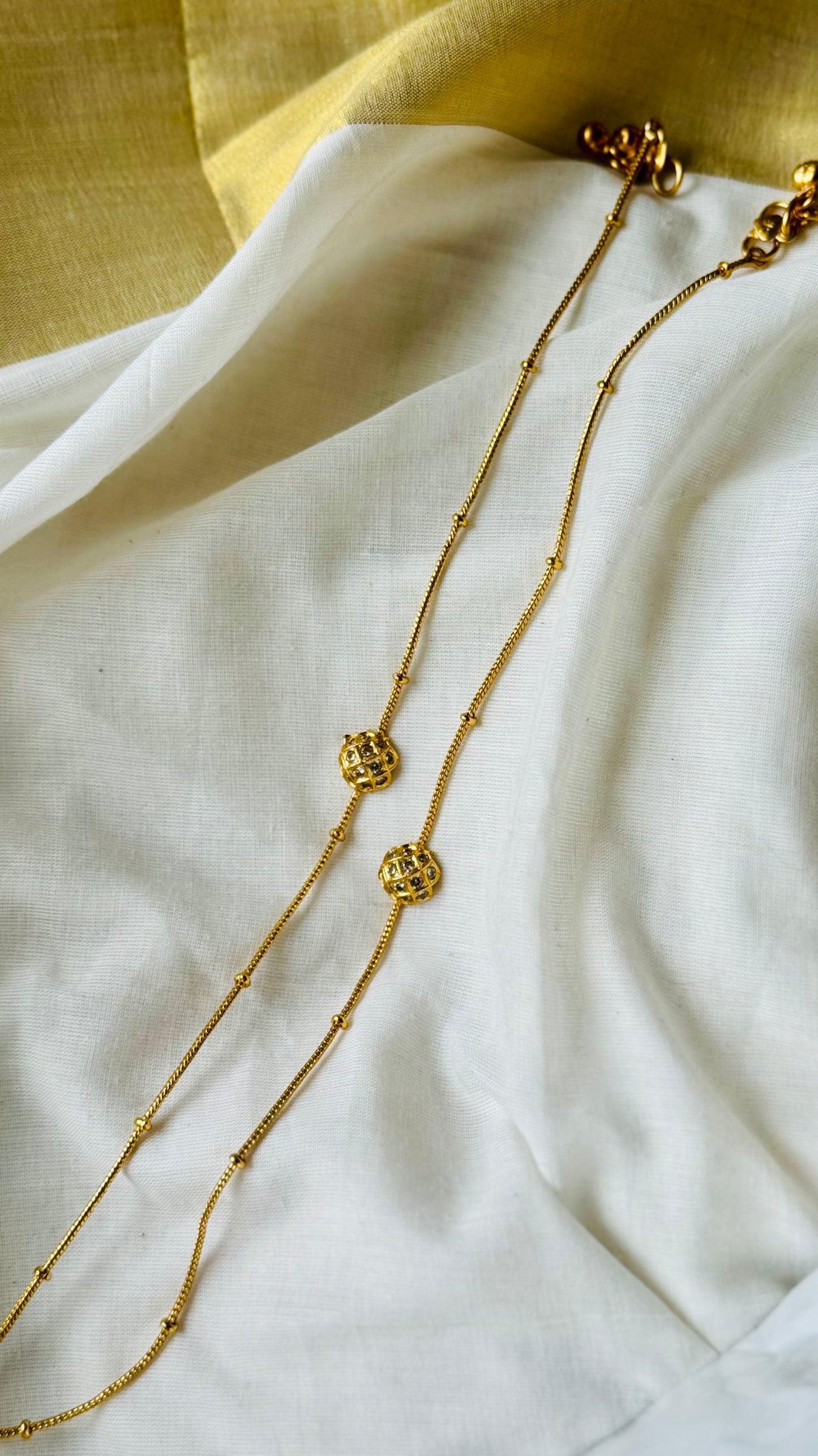 Half round white stones anklet - YCGPAK833