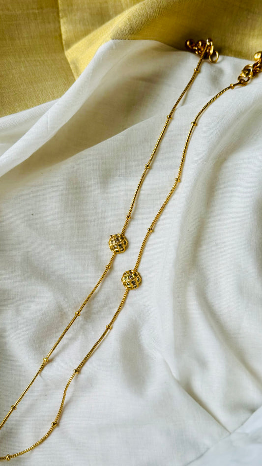 Half round white stones anklet - YCGPAK833