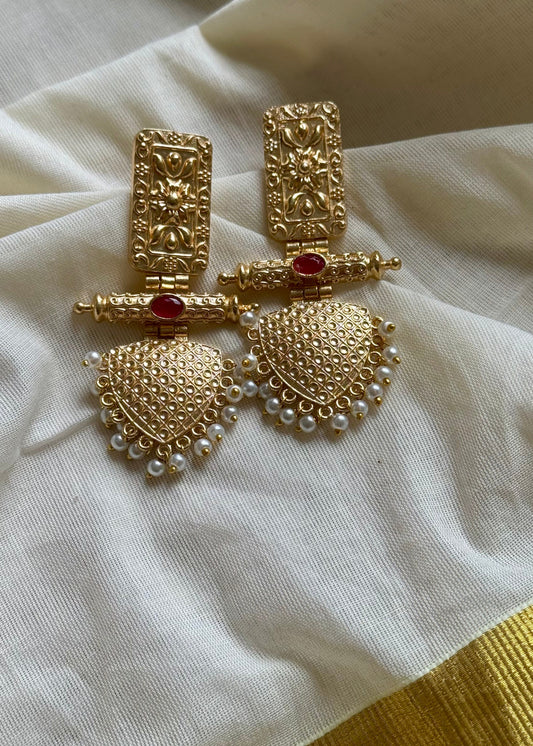 Gold plated dangler earrings, multiple colours - YCGPED176