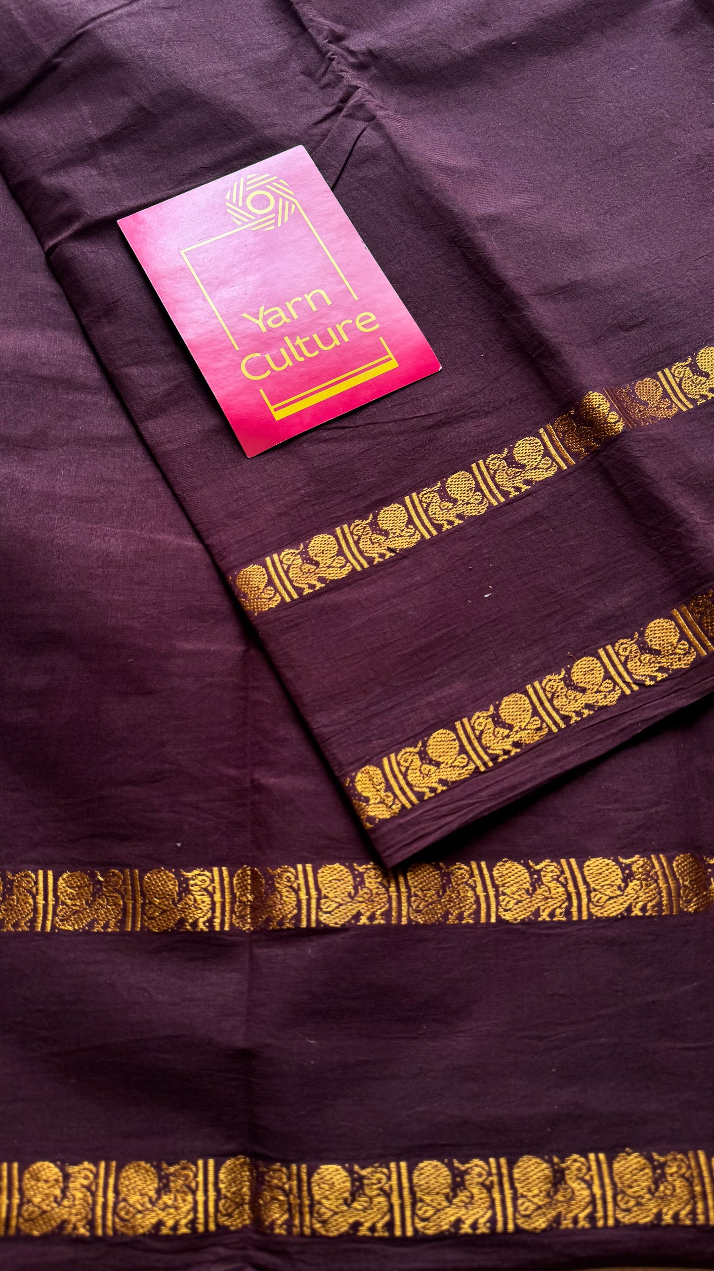 Coffee brown rettaipettu peacock gap border, kattuchayam dyed madurai cotton saree  - YCCOTNMSAP99