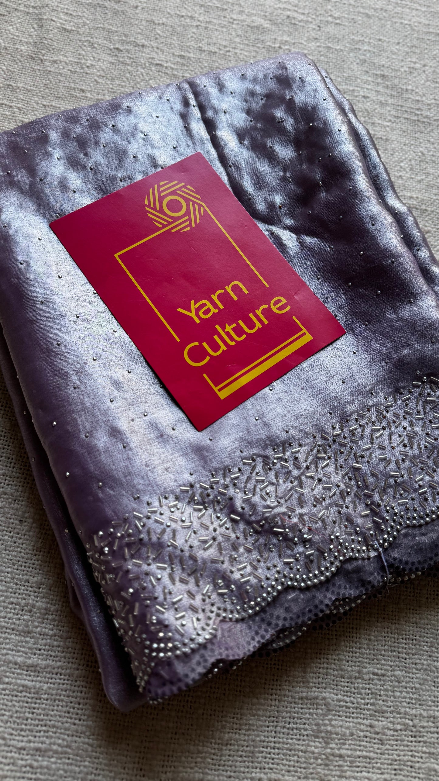 Lavender Drip - lavender metallic dual tone space silk, jarkhan stone work - YCDOSNO40