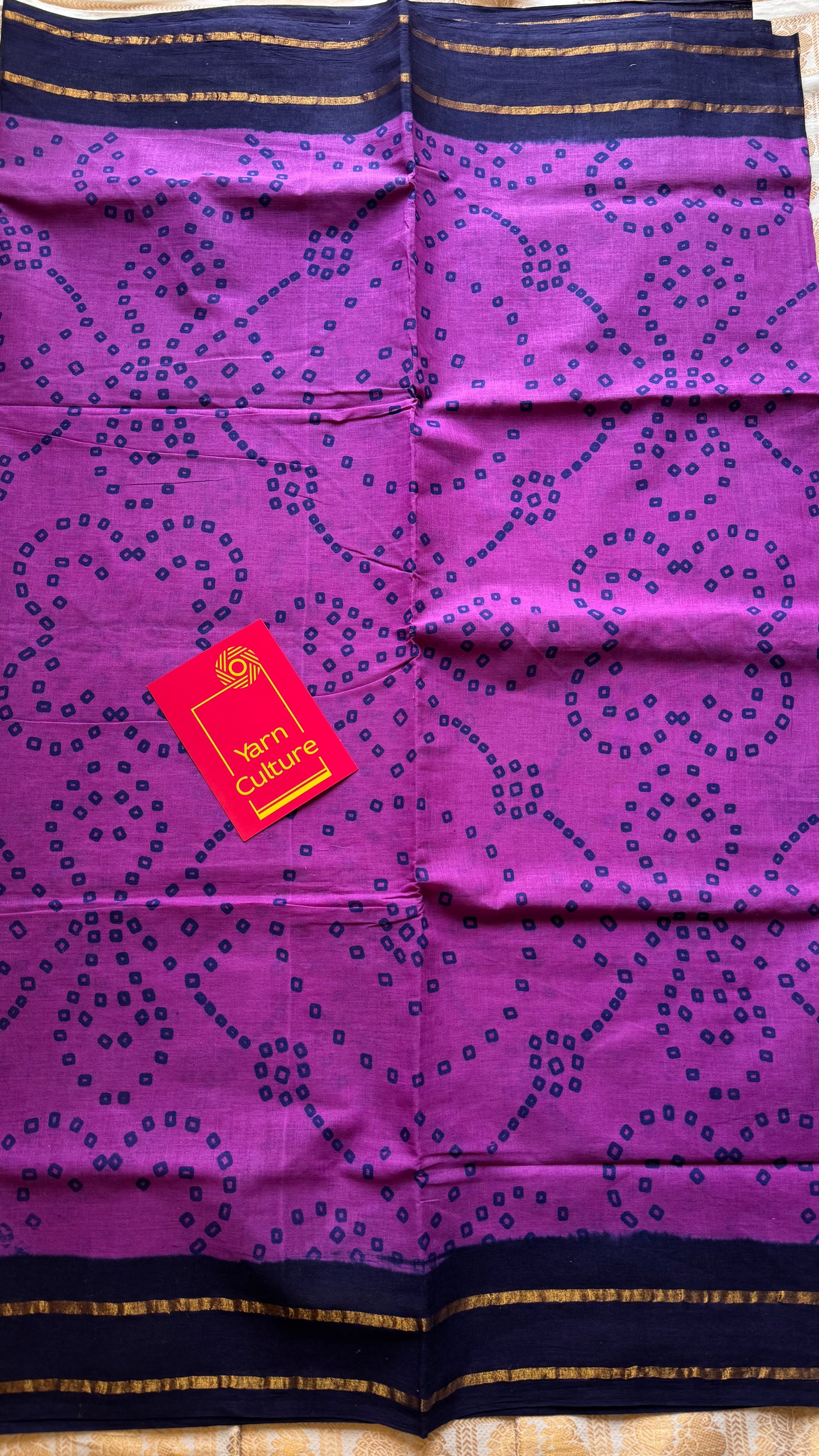 Purple with dark blue contrast, kattuchayam dyed madurai cotton saree - YCCOTNMA237